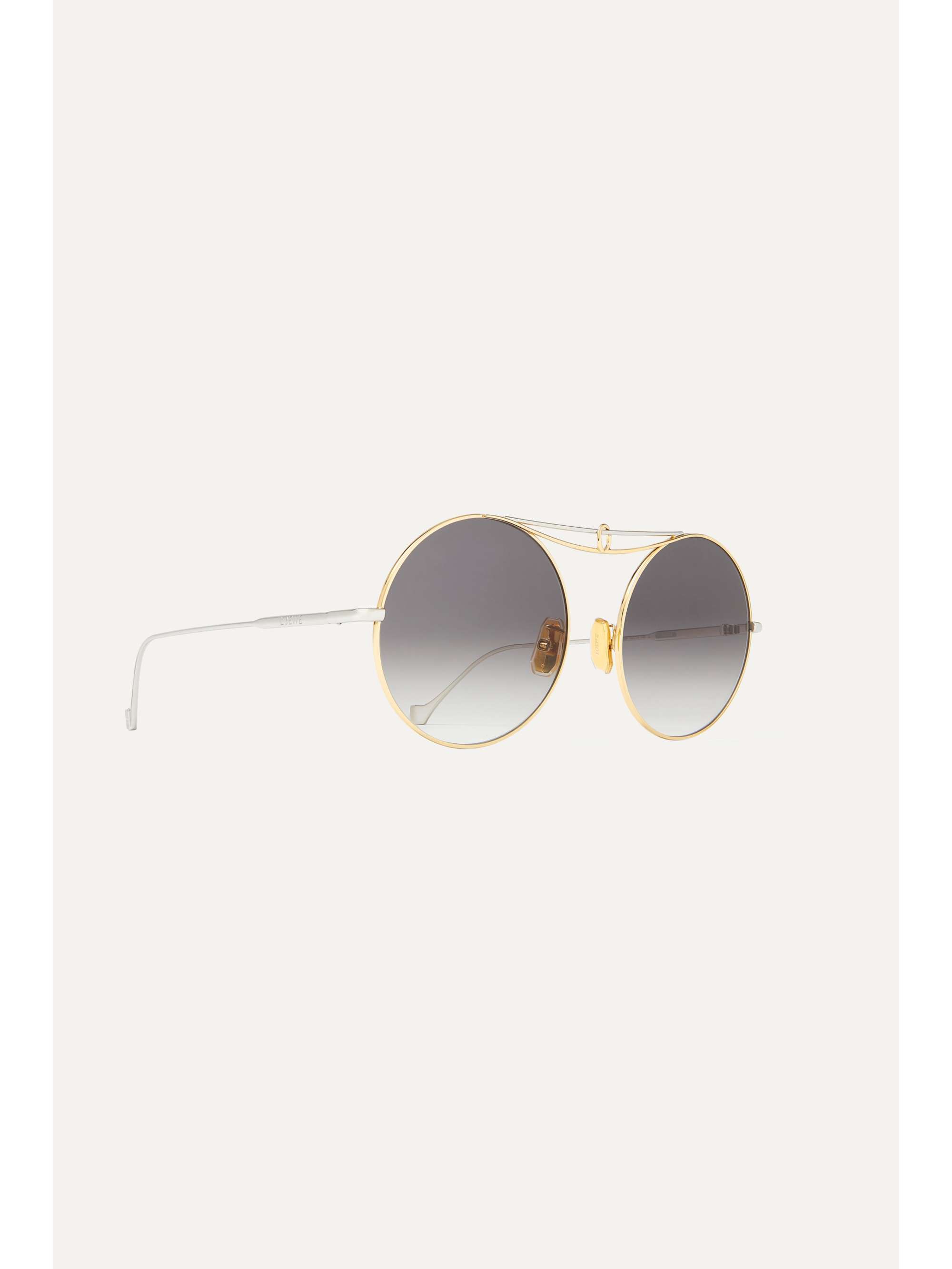 LOEWE Round-frame silver and gold-tone sunglasses