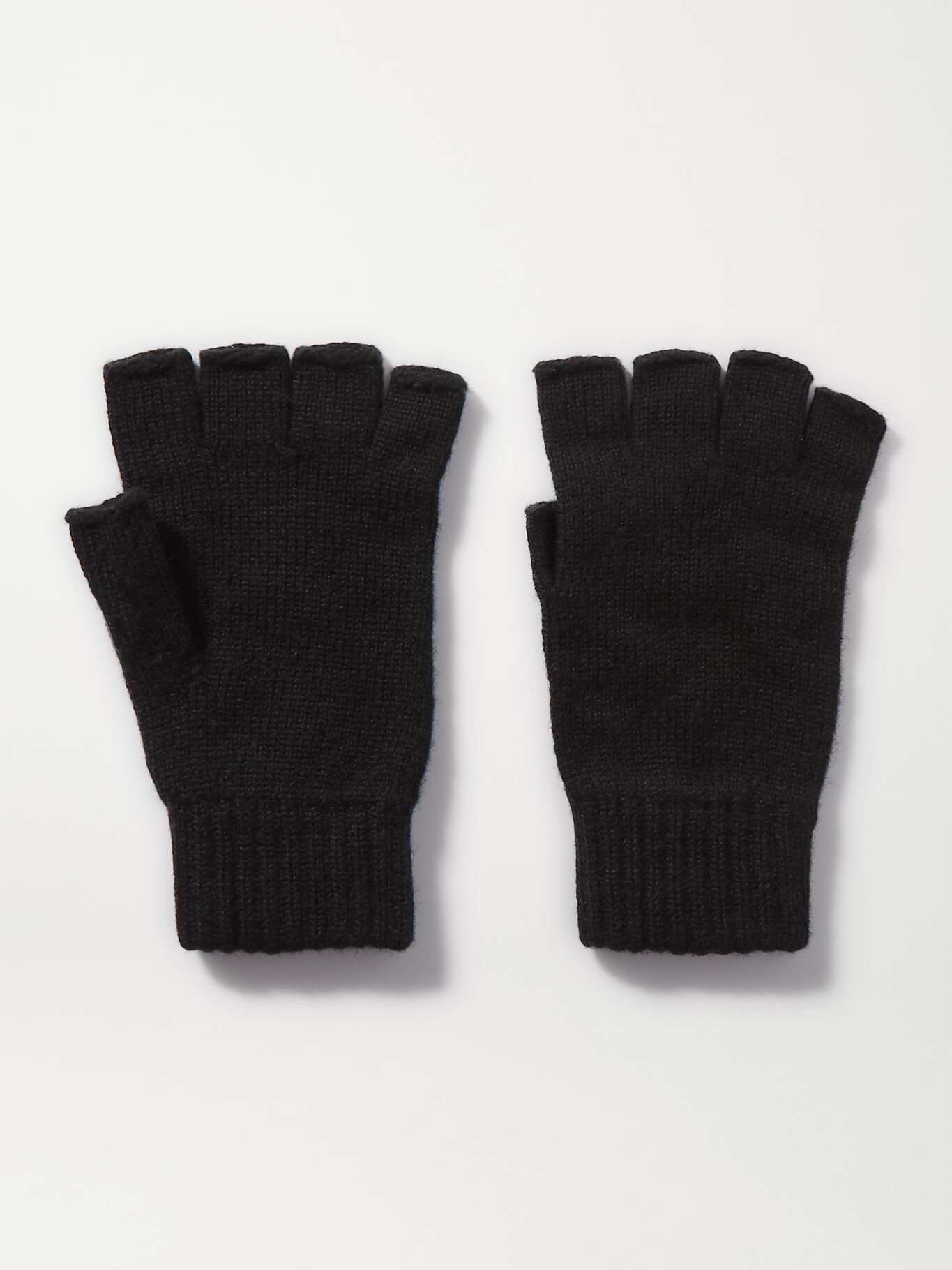 Black + NET SUSTAIN cashmere fingerless gloves JOHNSTONS OF ELGIN