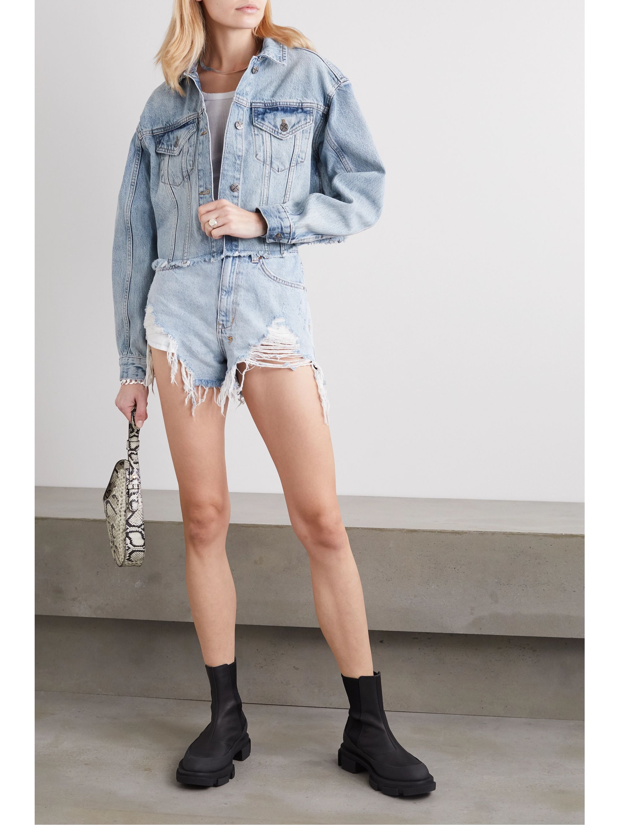 cropped denim jacket distressed