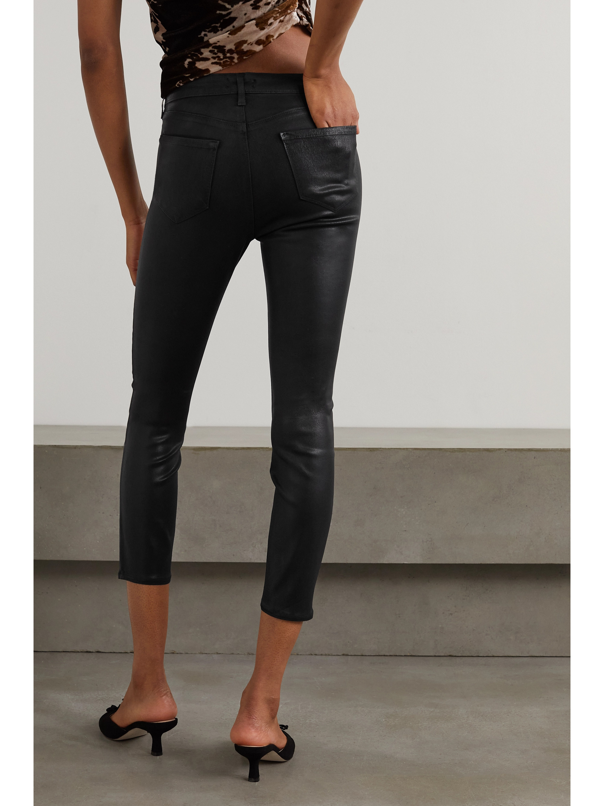 L'AGENCE Margot cropped coated high-rise skinny jeans thumbnail