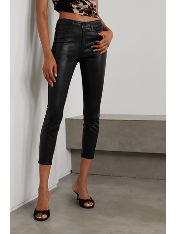 L'AGENCE Margot cropped coated high-rise skinny jeans