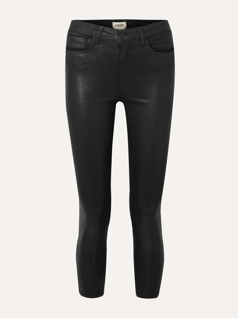 L'AGENCE Margot cropped coated highrise skinny jeans NETAPORTER