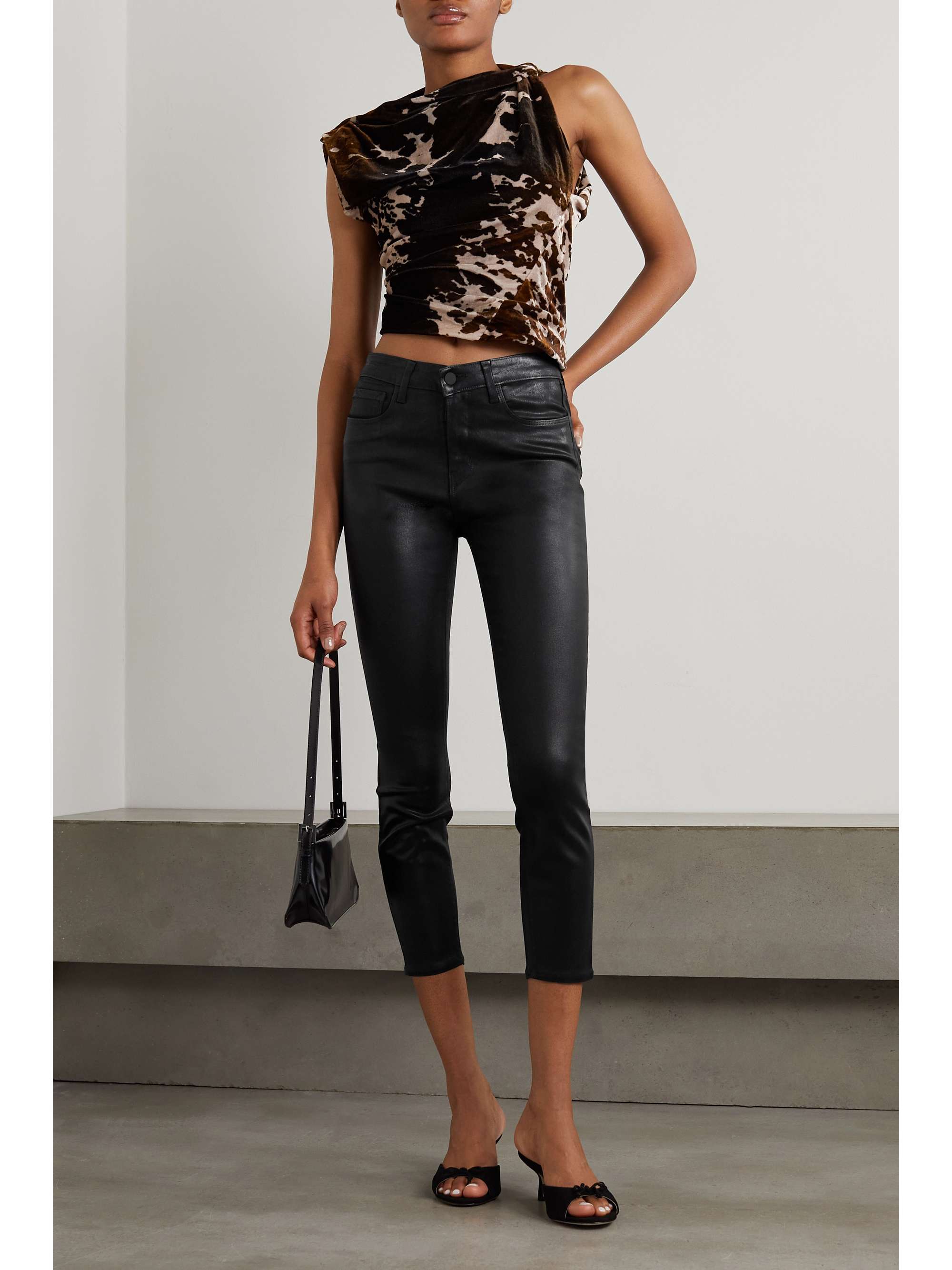 L'AGENCE Margot cropped coated high-rise skinny jeans | NET-A-PORTER