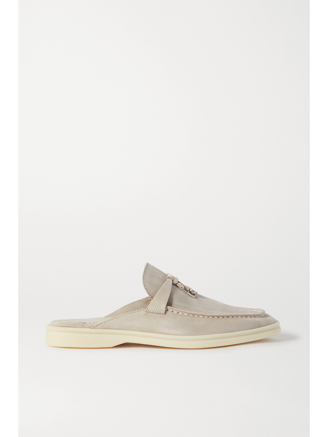 LORO PIANA BABOUCHE CHARMS WALK SUEDE SLIPPERS