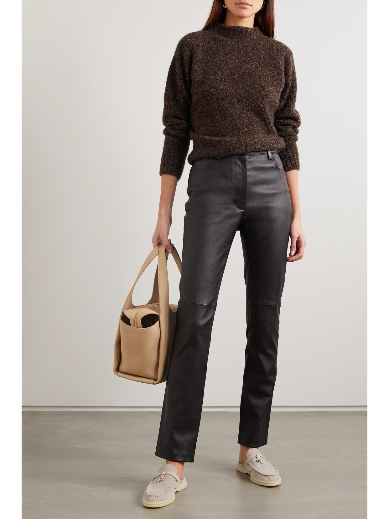 LORO PIANA BABOUCHE CHARMS WALK SUEDE SLIPPERS