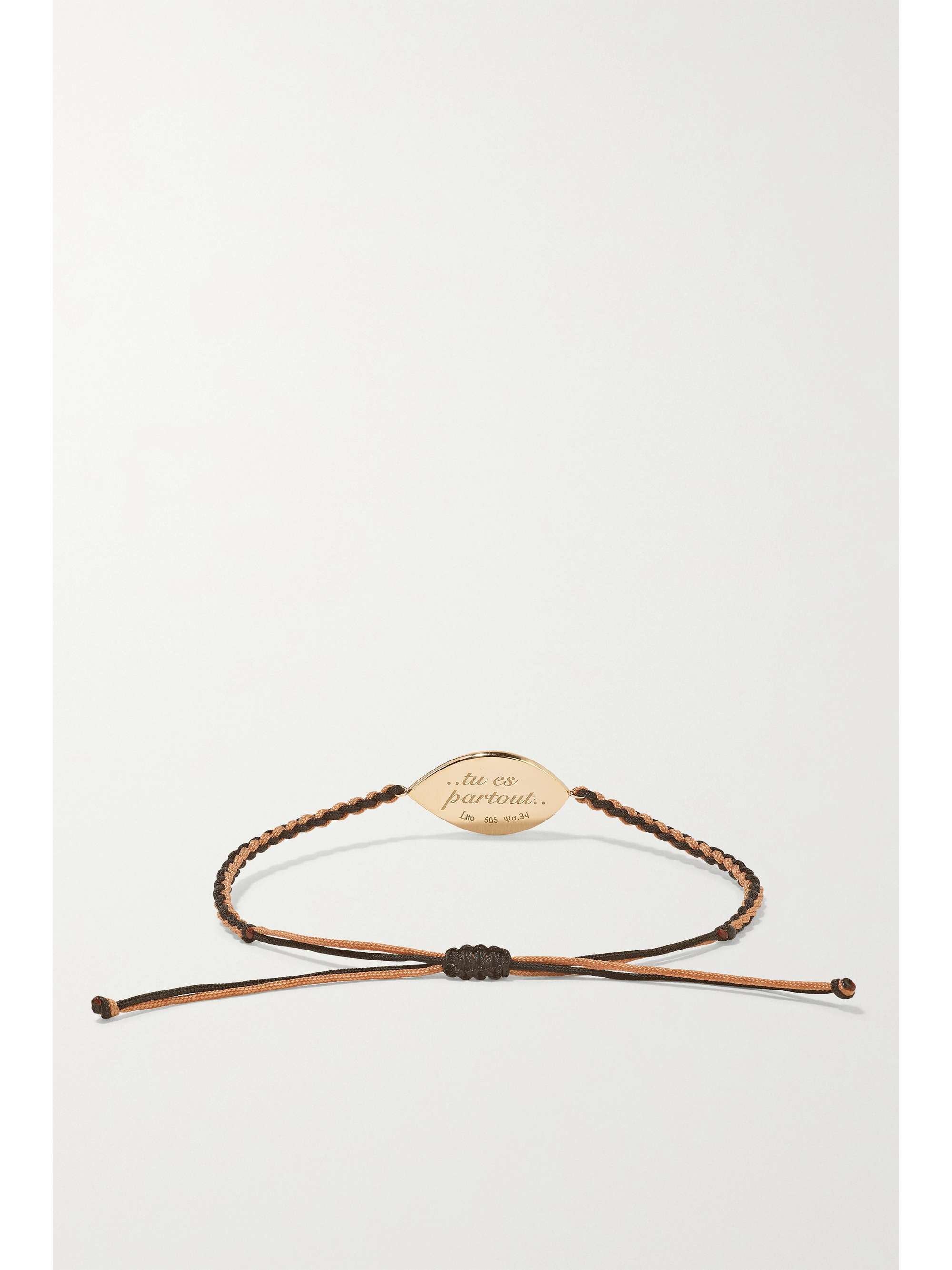LITO Tu Es Partout 14-karat gold, macramé and enamel bracelet