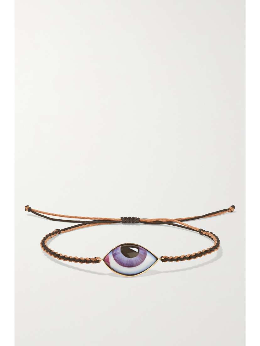 Lito Tu Es Partout 14-karat Rose Gold, Macramé And Enamel Bracelet