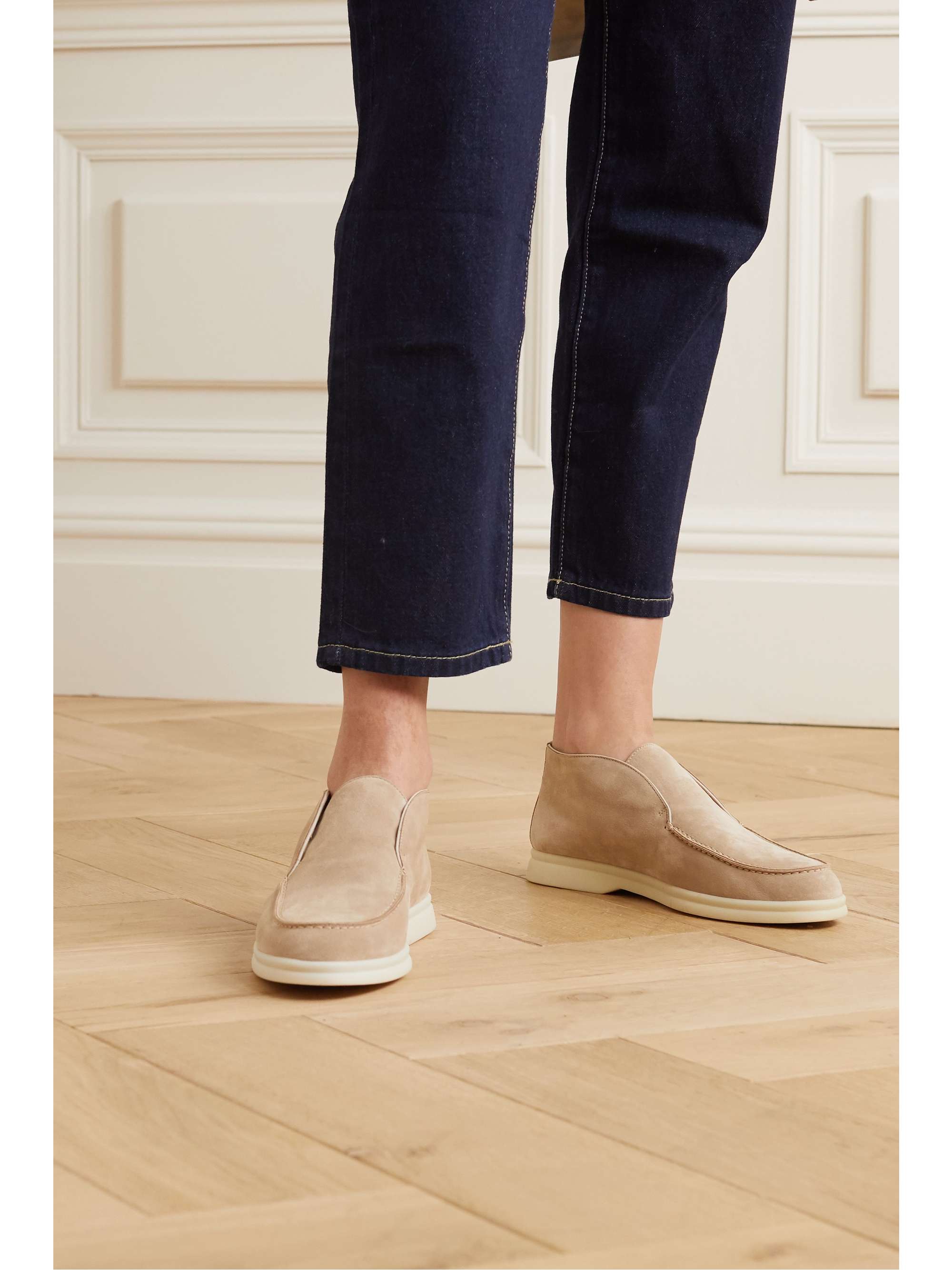 LORO PIANA Open Walk suede loafers | NET-A-PORTER