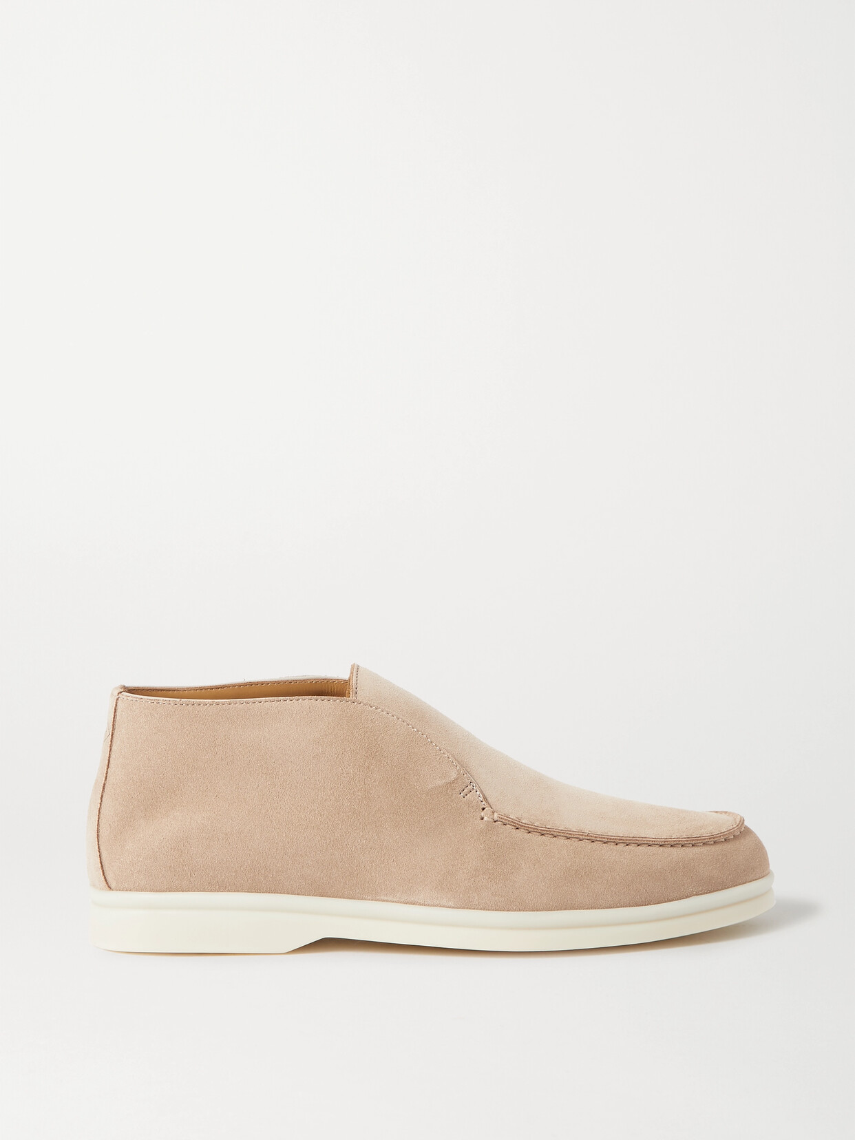 Loro Piana Open Walk Suede Ankle Boots In Beige