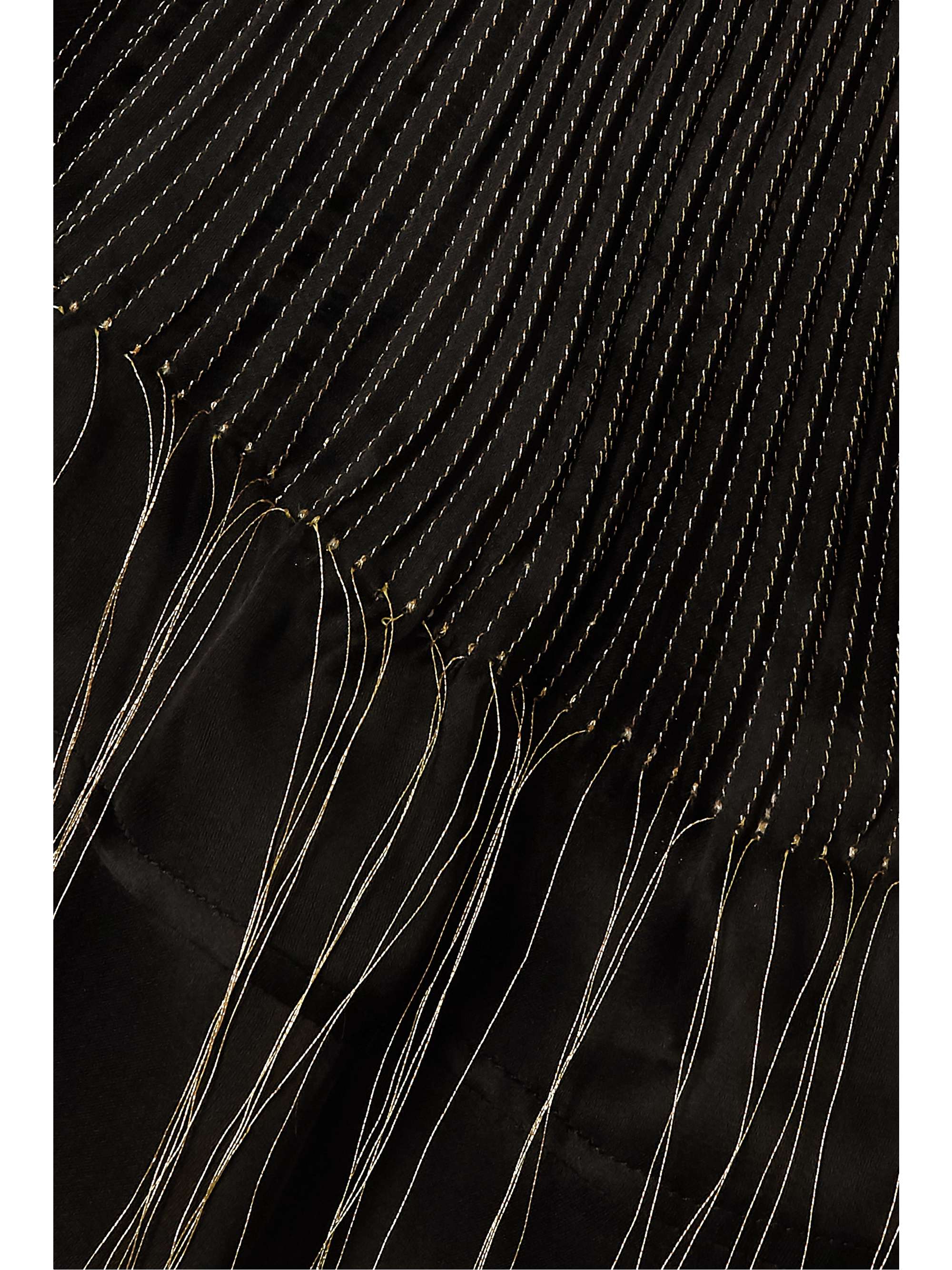 LOEWE Off-the-shoulder leather-trimmed wool and embroidered silk-organza gown