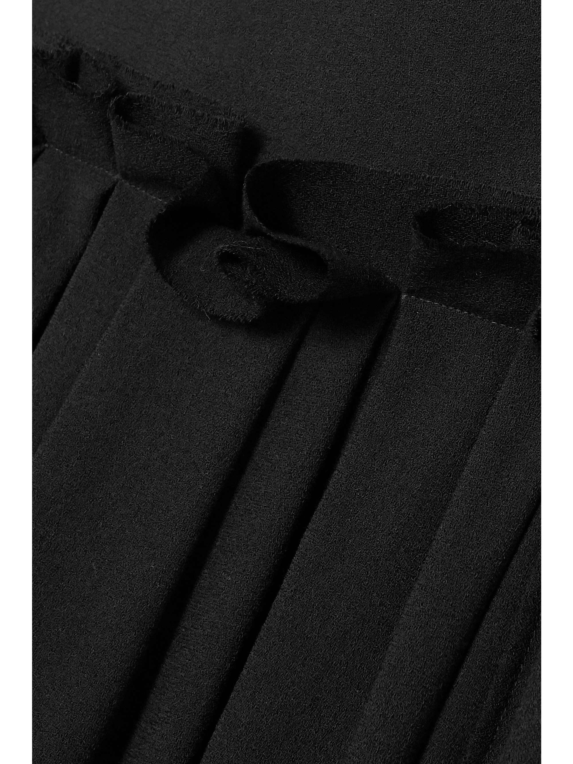 LOEWE Off-the-shoulder leather-trimmed wool and embroidered silk-organza gown