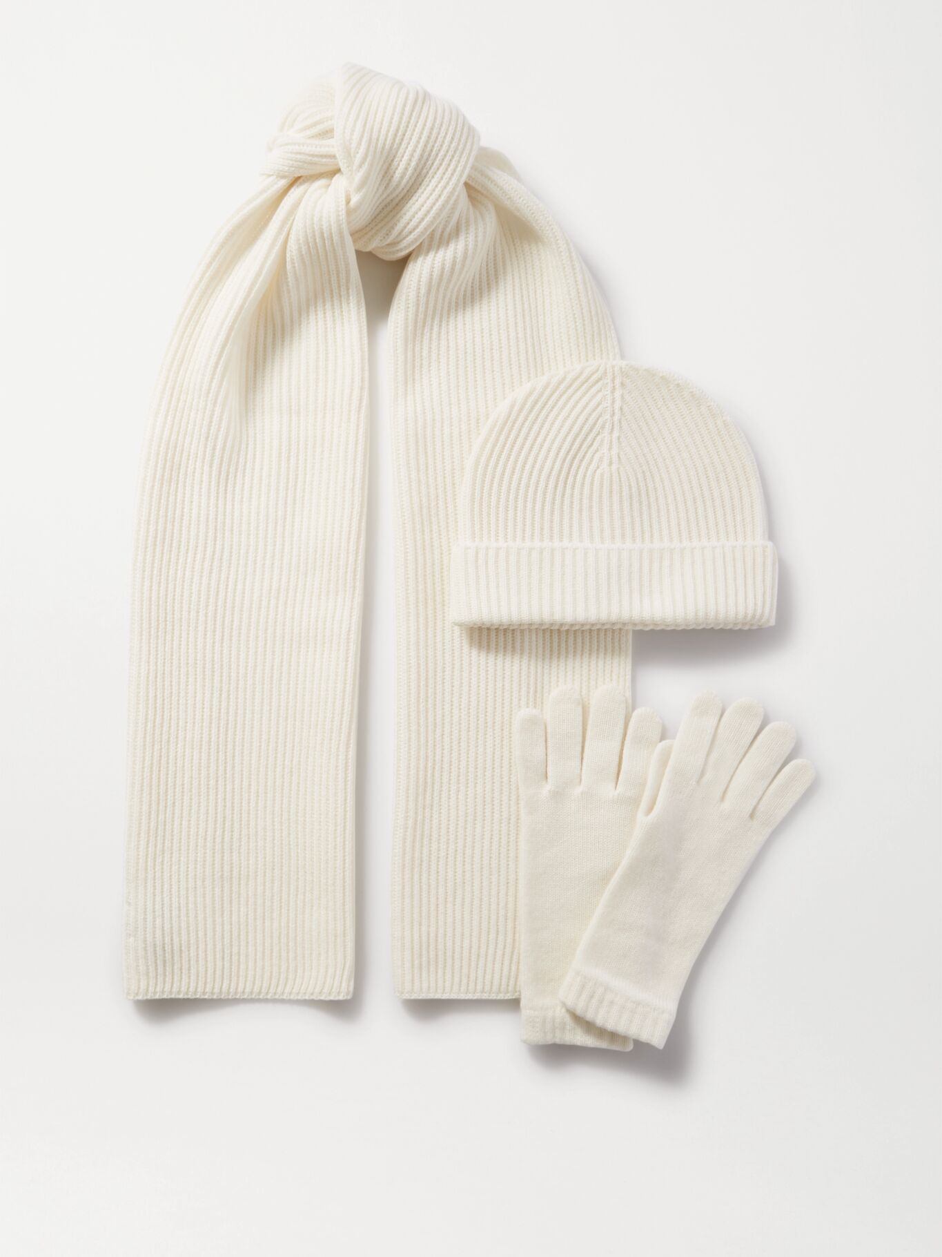 Cream Cashmere hat, scarf and gloves set JOHNSTONS OF ELGIN NETA