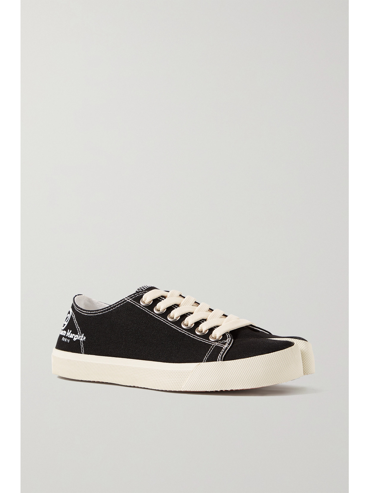 Maison Margiela Split-toe Logo-print Canvas Sneakers In Black