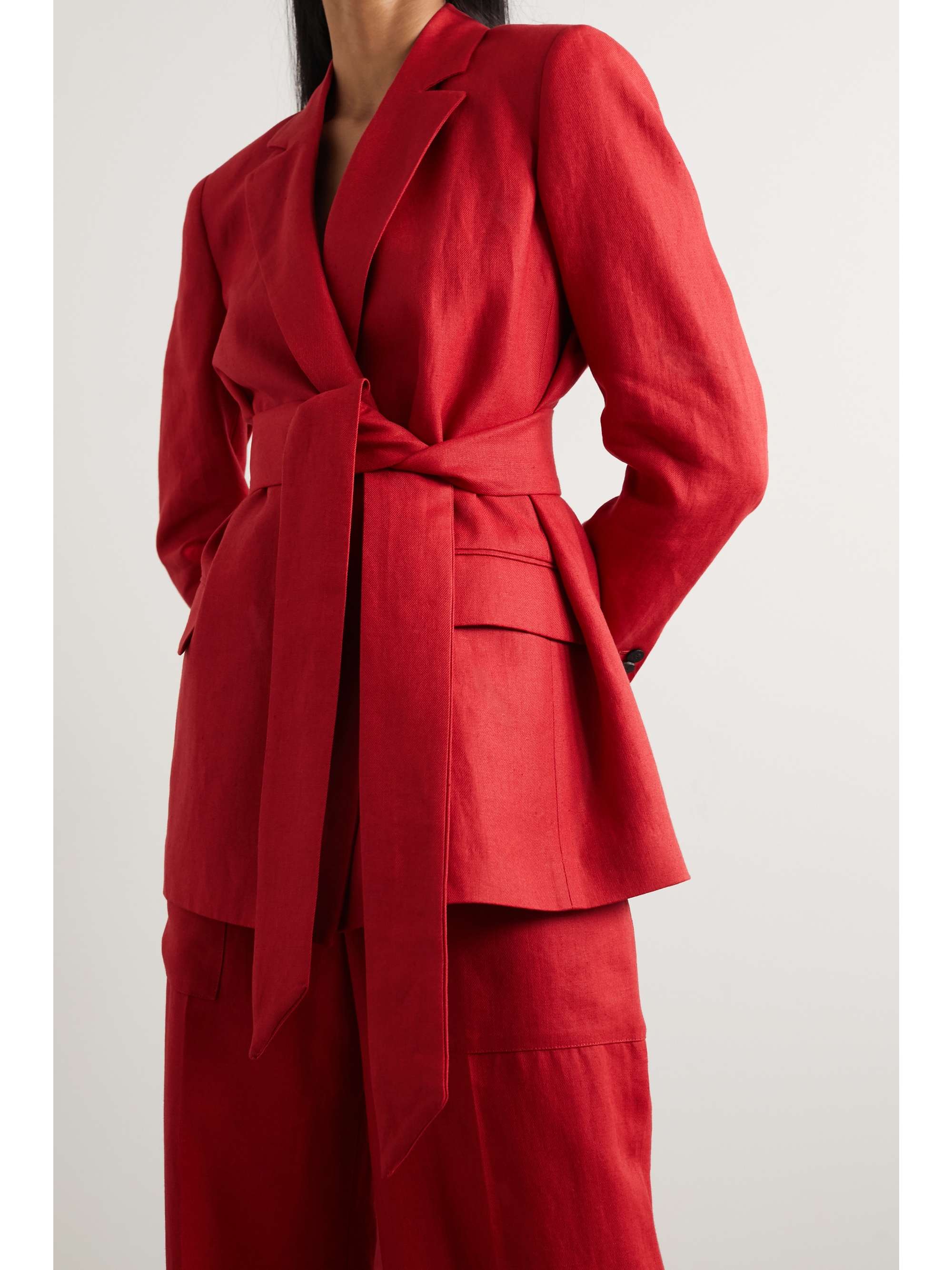 LORO PIANA Belted linen blazer