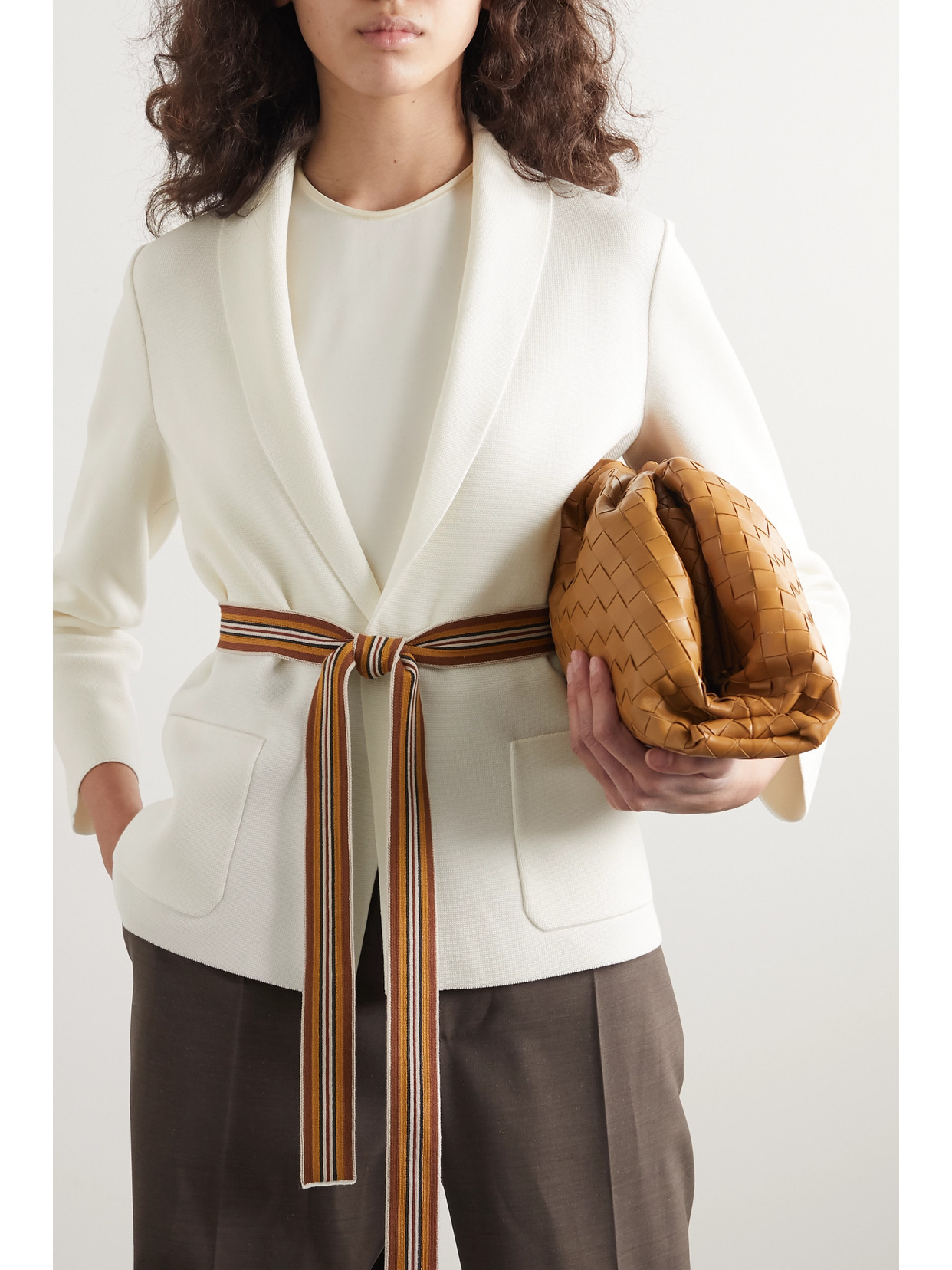 Loro Piana Belted Silk And Cotton-blend Cardigan In Ivory