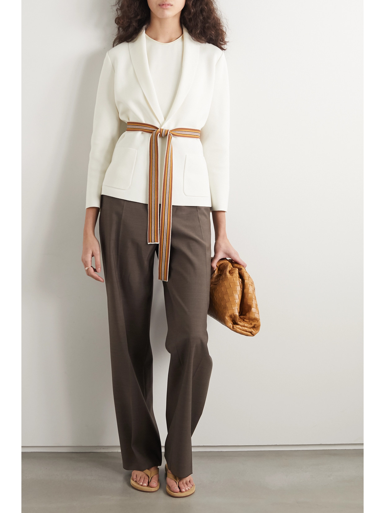Loro Piana Belted Silk And Cotton-blend Cardigan In Ivory