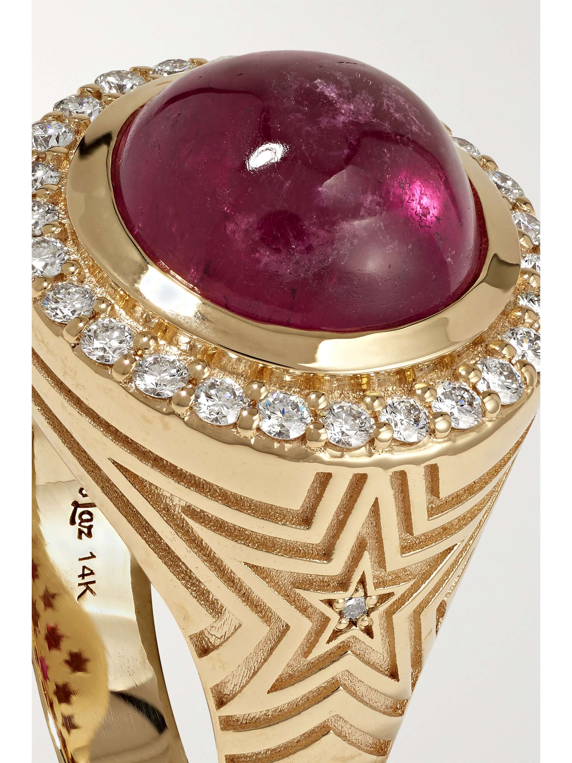 MARLO LAZ 14-karat gold, tourmaline and diamond ring