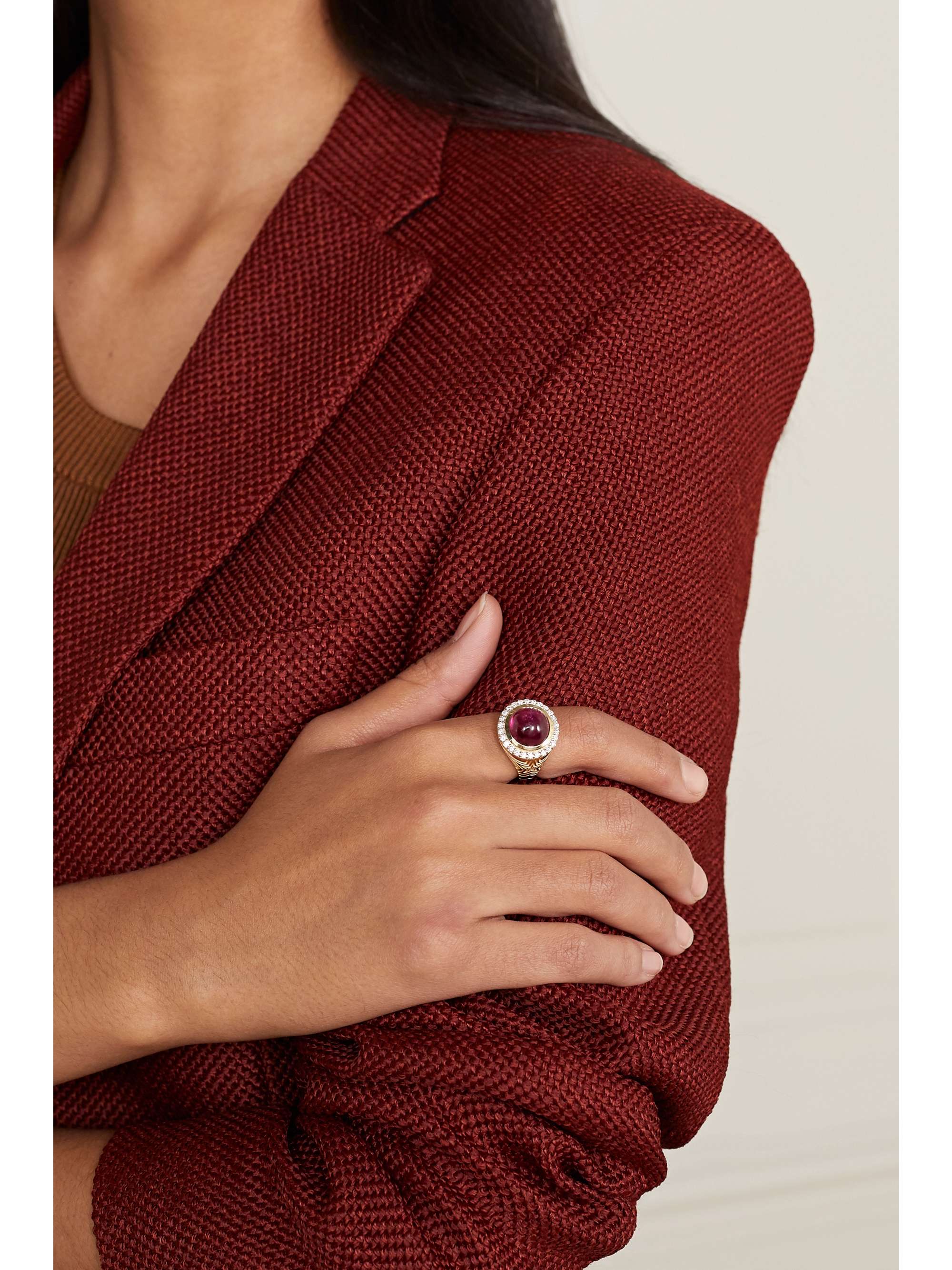 MARLO LAZ 14-karat gold, tourmaline and diamond ring