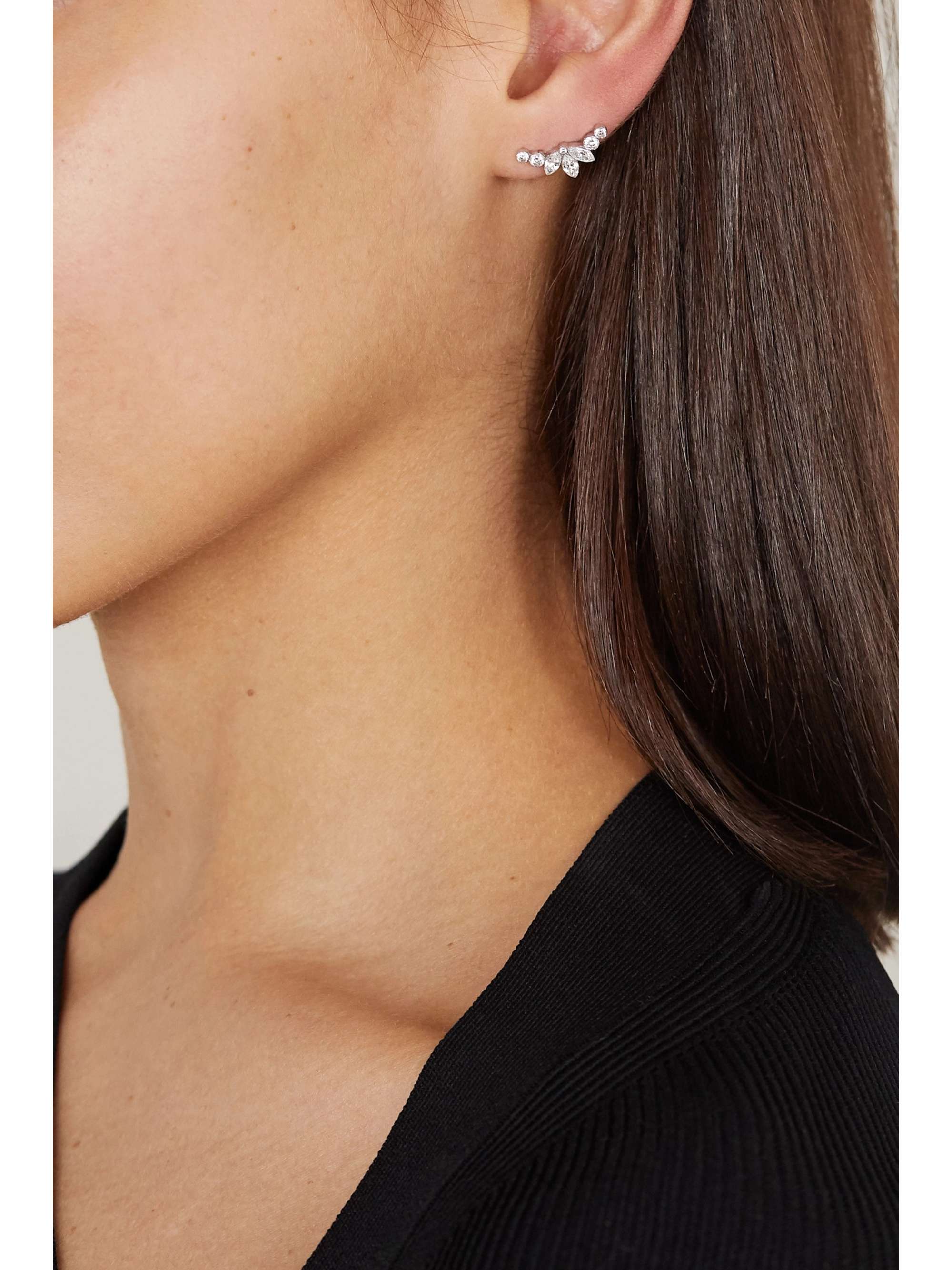 MARIA TASH Lotus Garland 18-karat white gold diamond earring