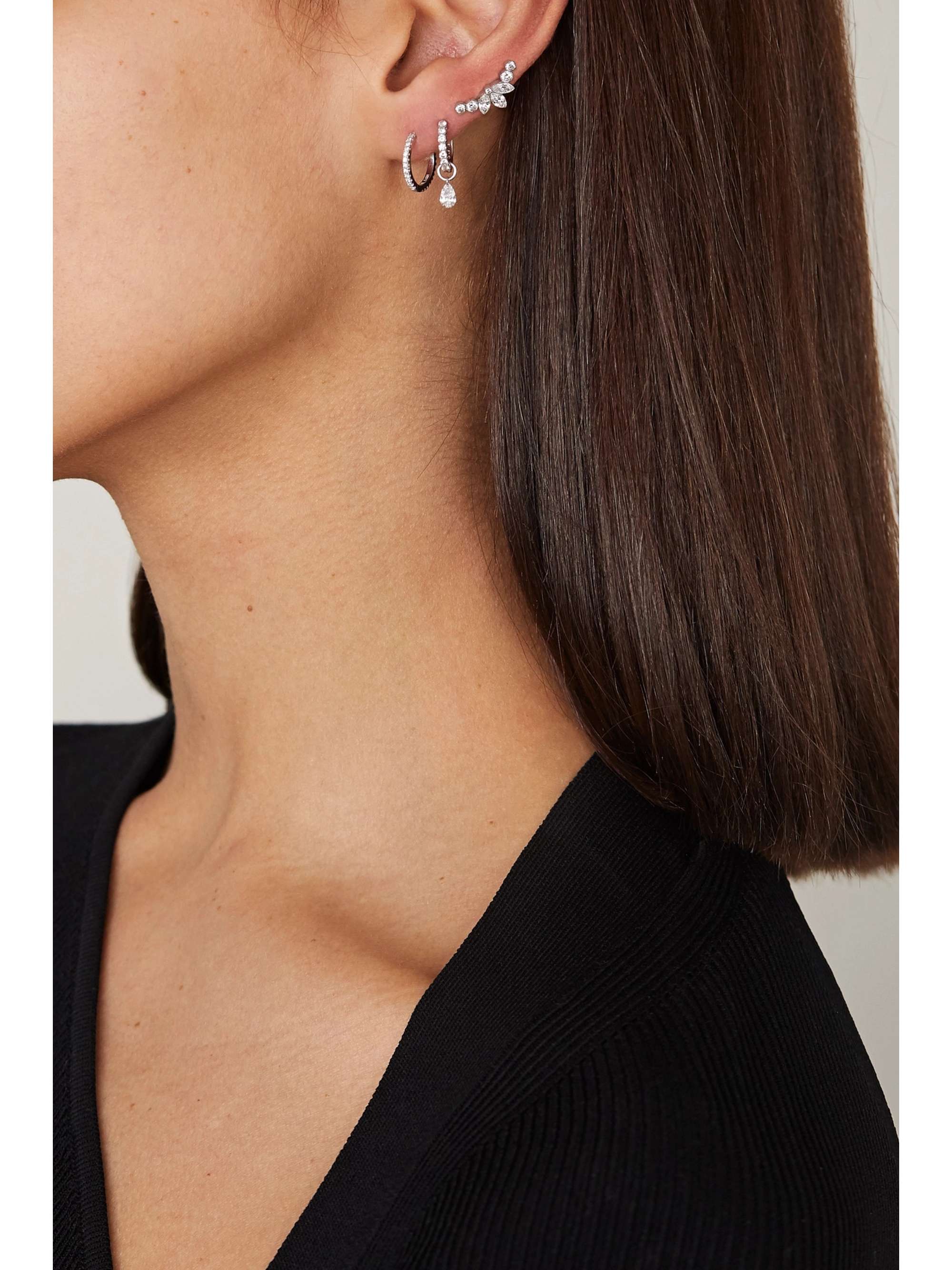 MARIA TASH Lotus Garland 18-karat white gold diamond earring
