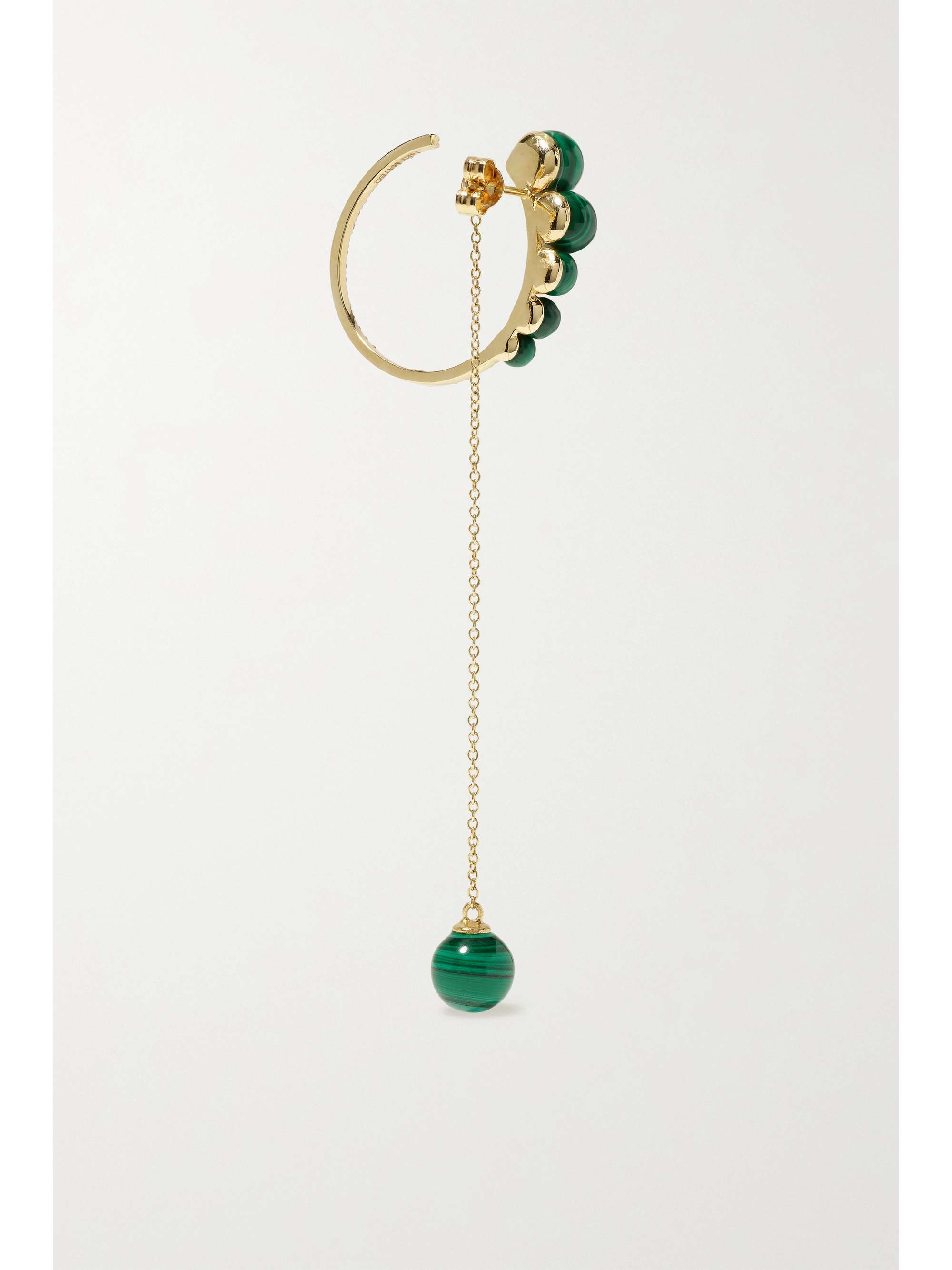 MATEO 14-karat gold, malachite and diamond earrings