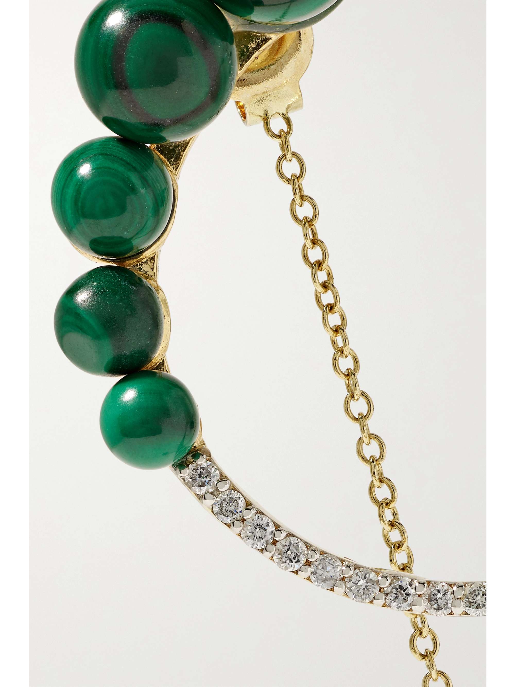 MATEO 14-karat gold, malachite and diamond earrings