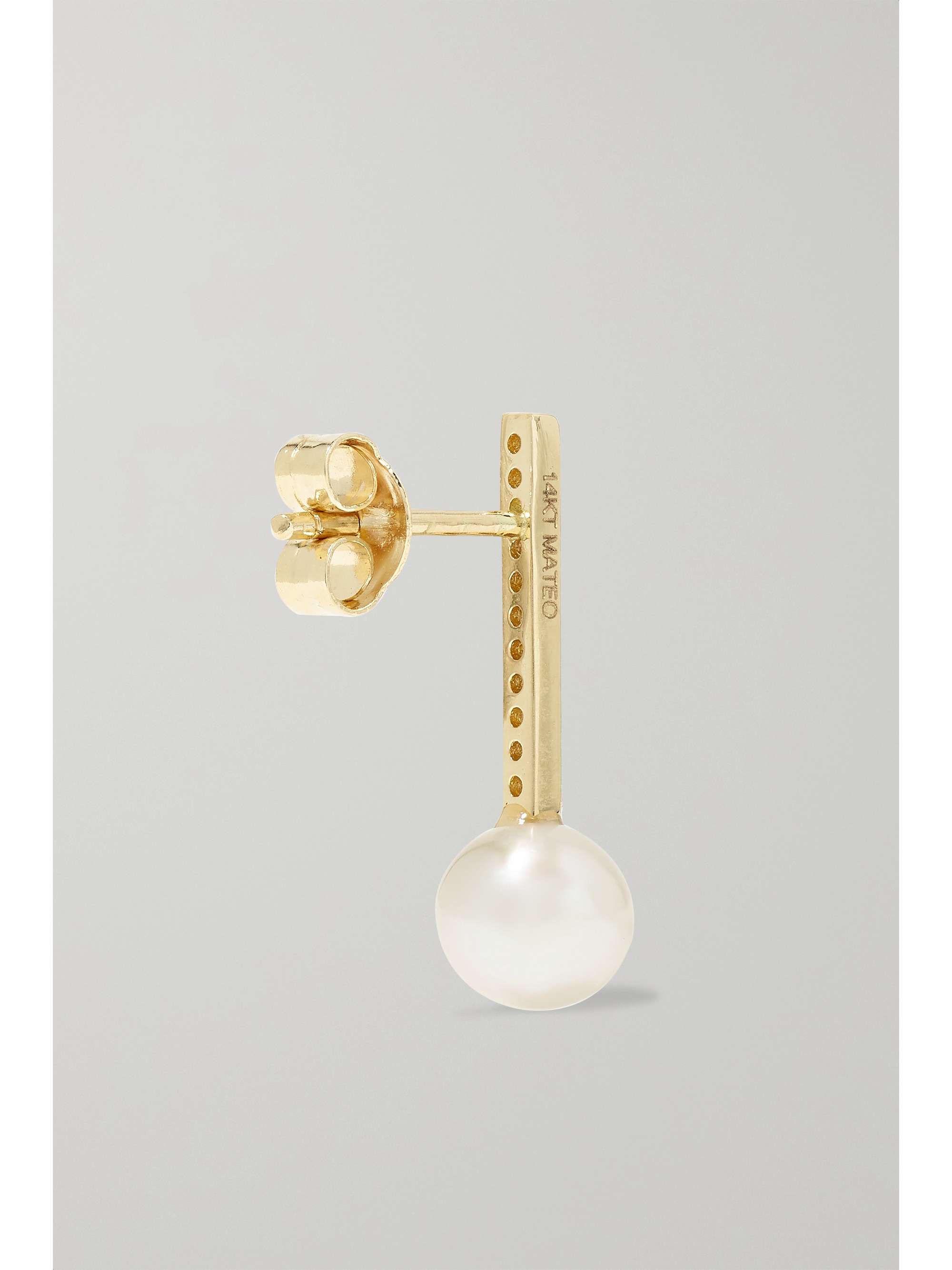 MATEO 14-karat gold, pearl and diamond earrings
