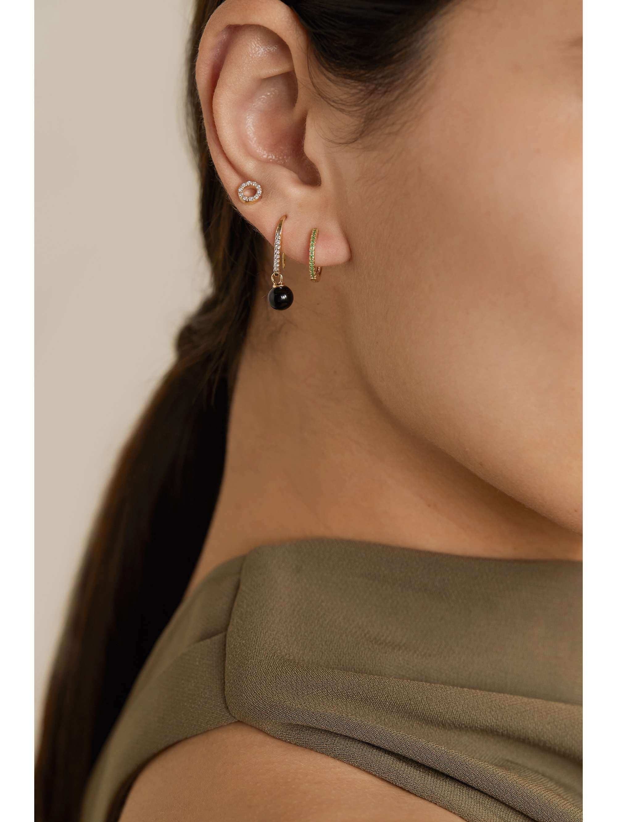MATEO 14-karat gold, onyx and diamond earrings