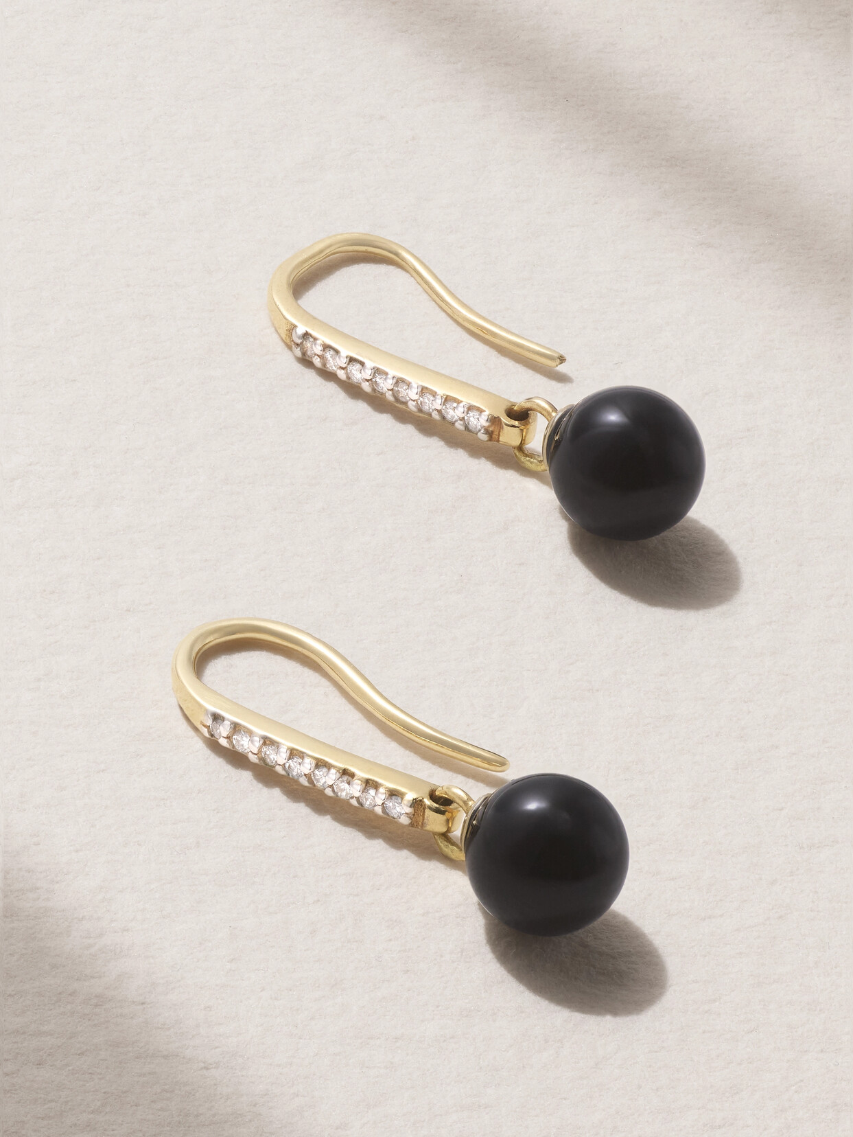 Mateo 14-karat Gold, Onyx And Diamond Earrings