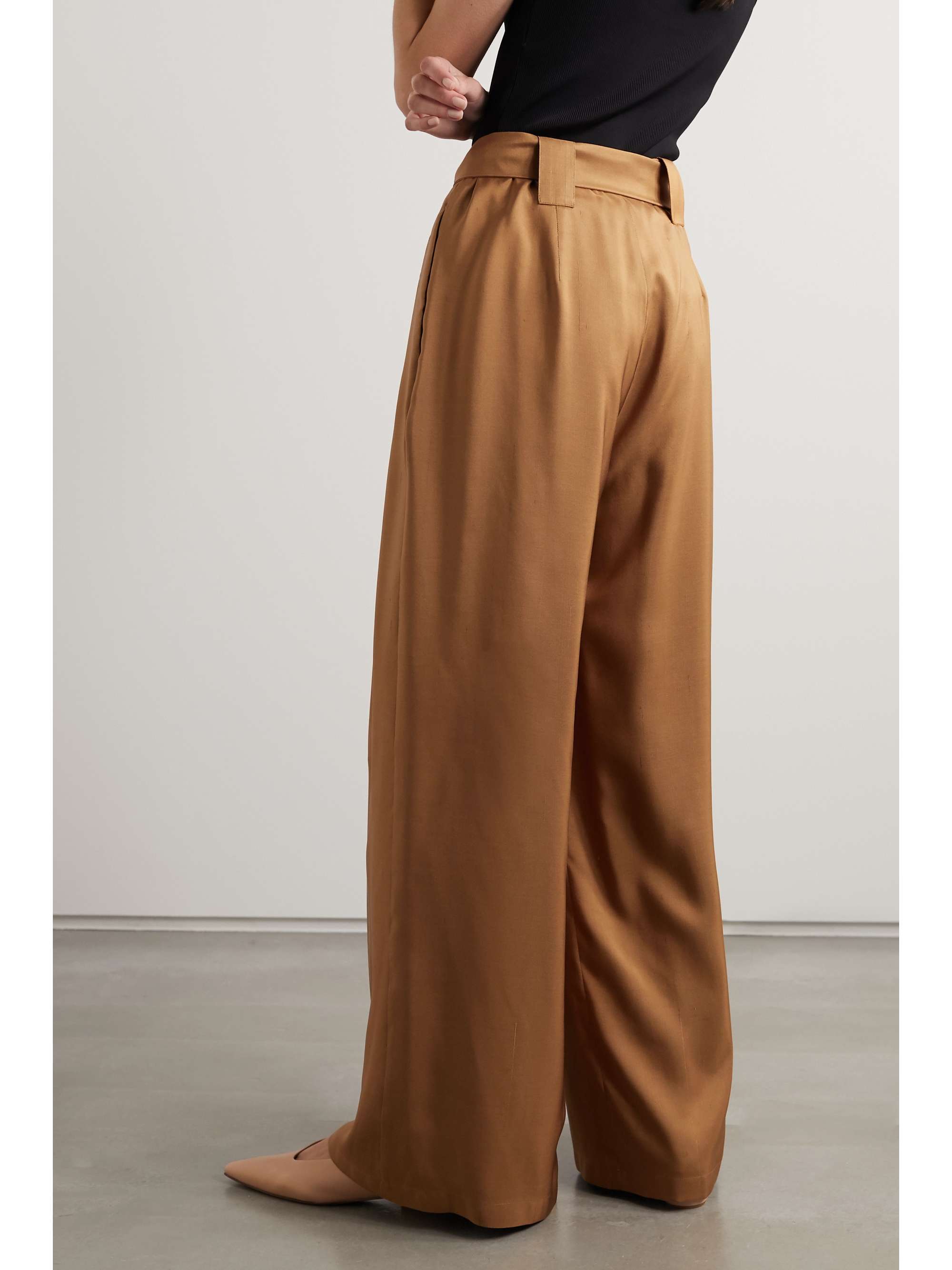 MAX MARA Arten pleated silk-shantung wide-leg pants