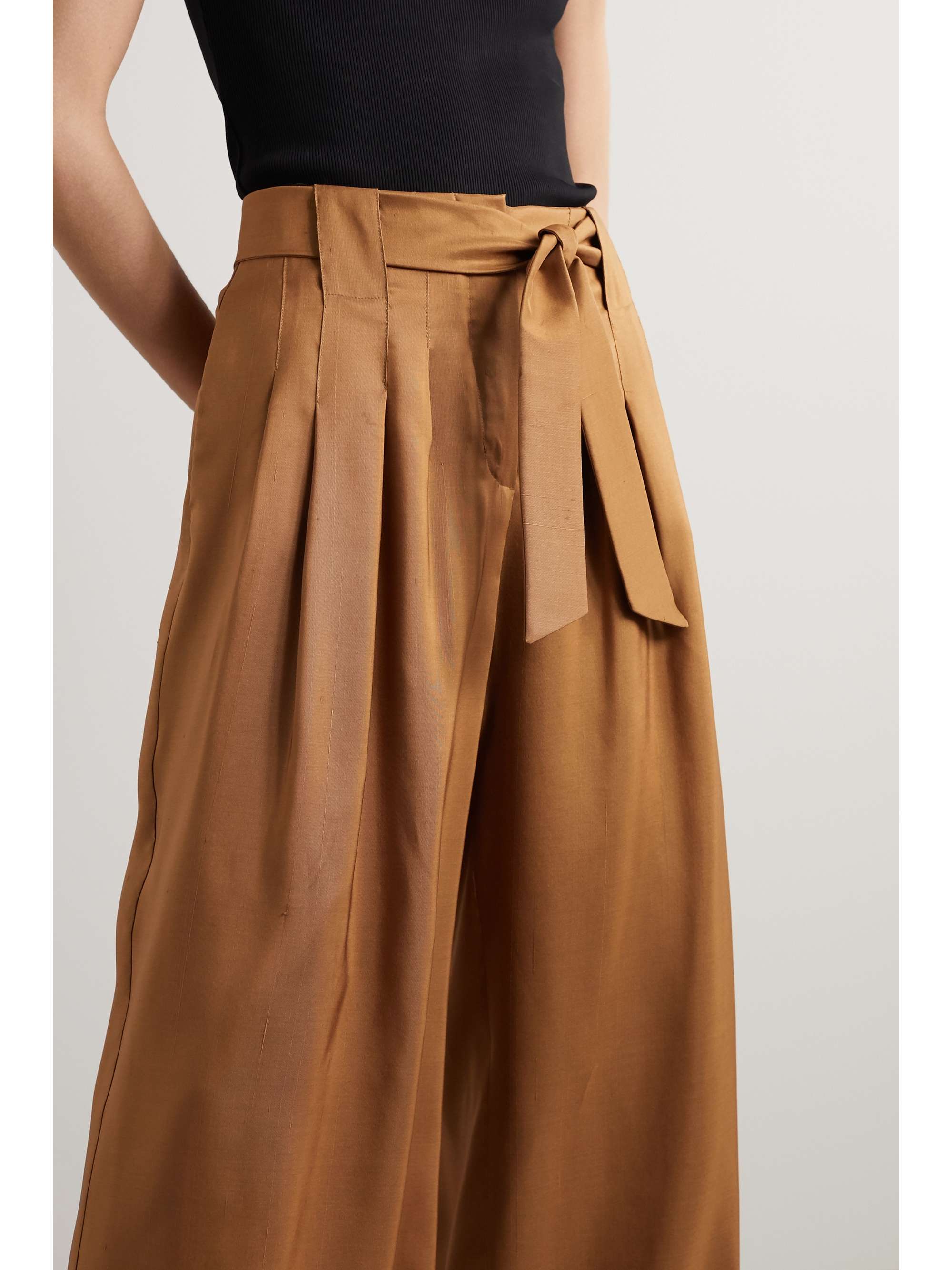 MAX MARA Arten pleated silk-shantung wide-leg pants
