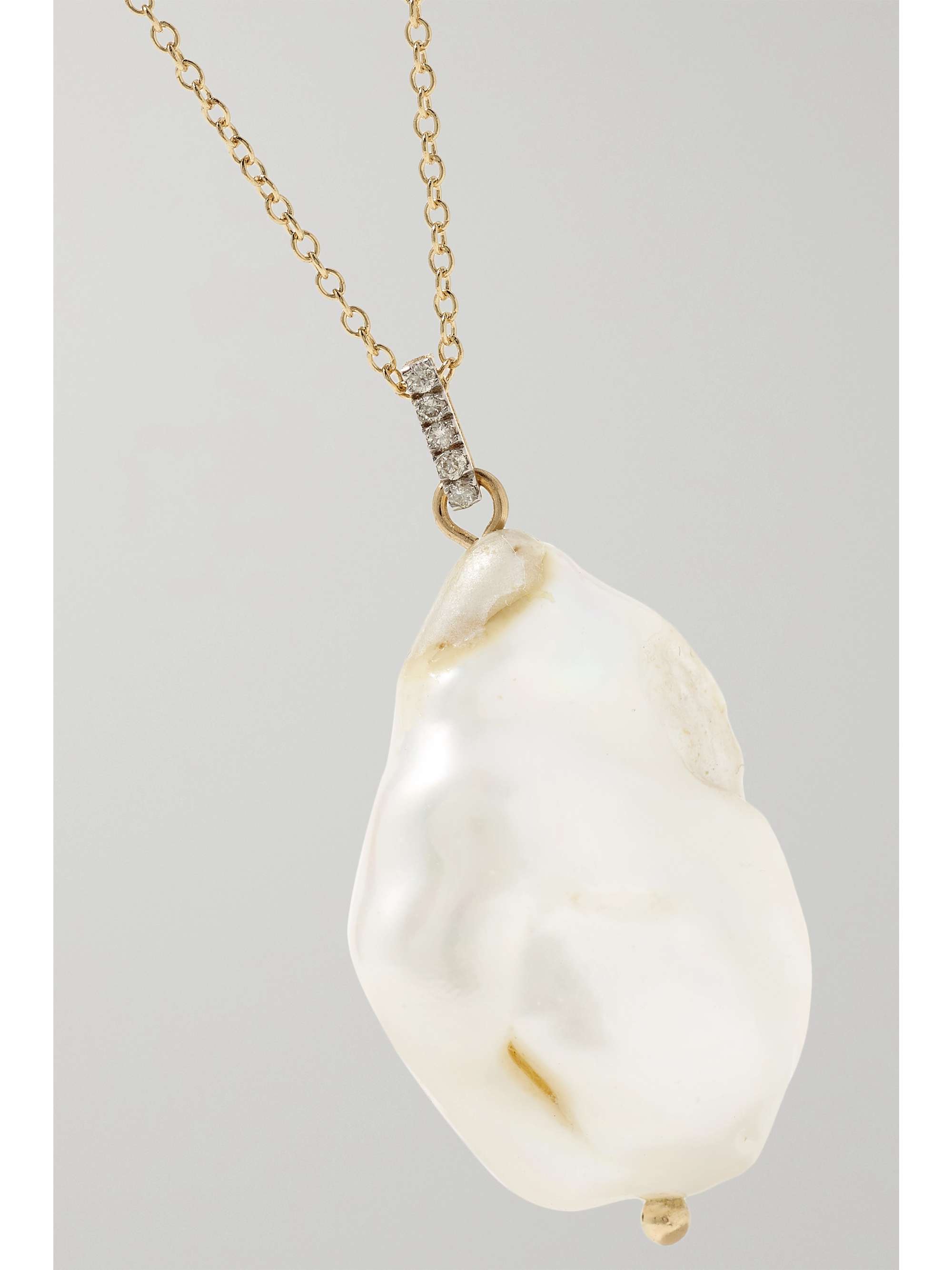 MATEO 14-karat gold, pearl and diamond necklace
