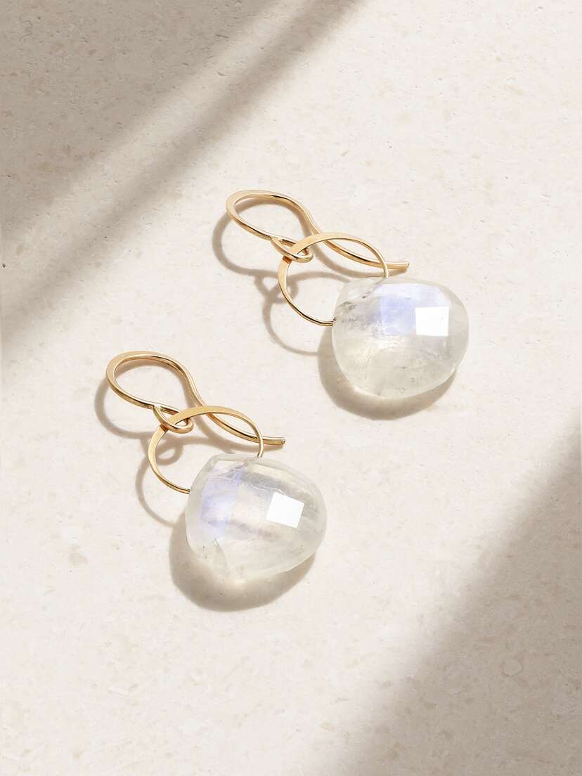 Melissa Joy Manning 14-karat Gold Moonstone Earrings