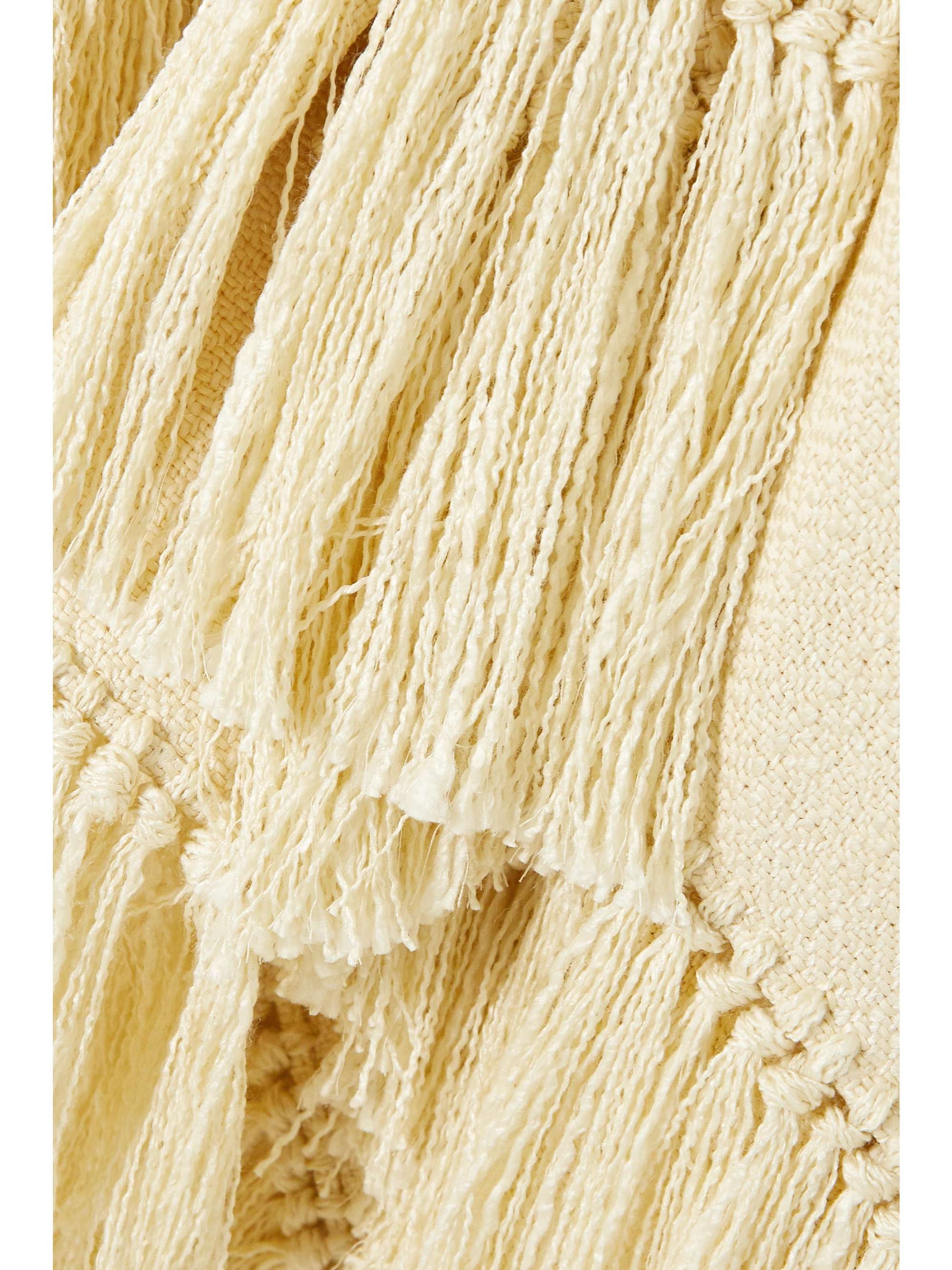 LORO PIANA Tasseled cotton and silk-blend poncho