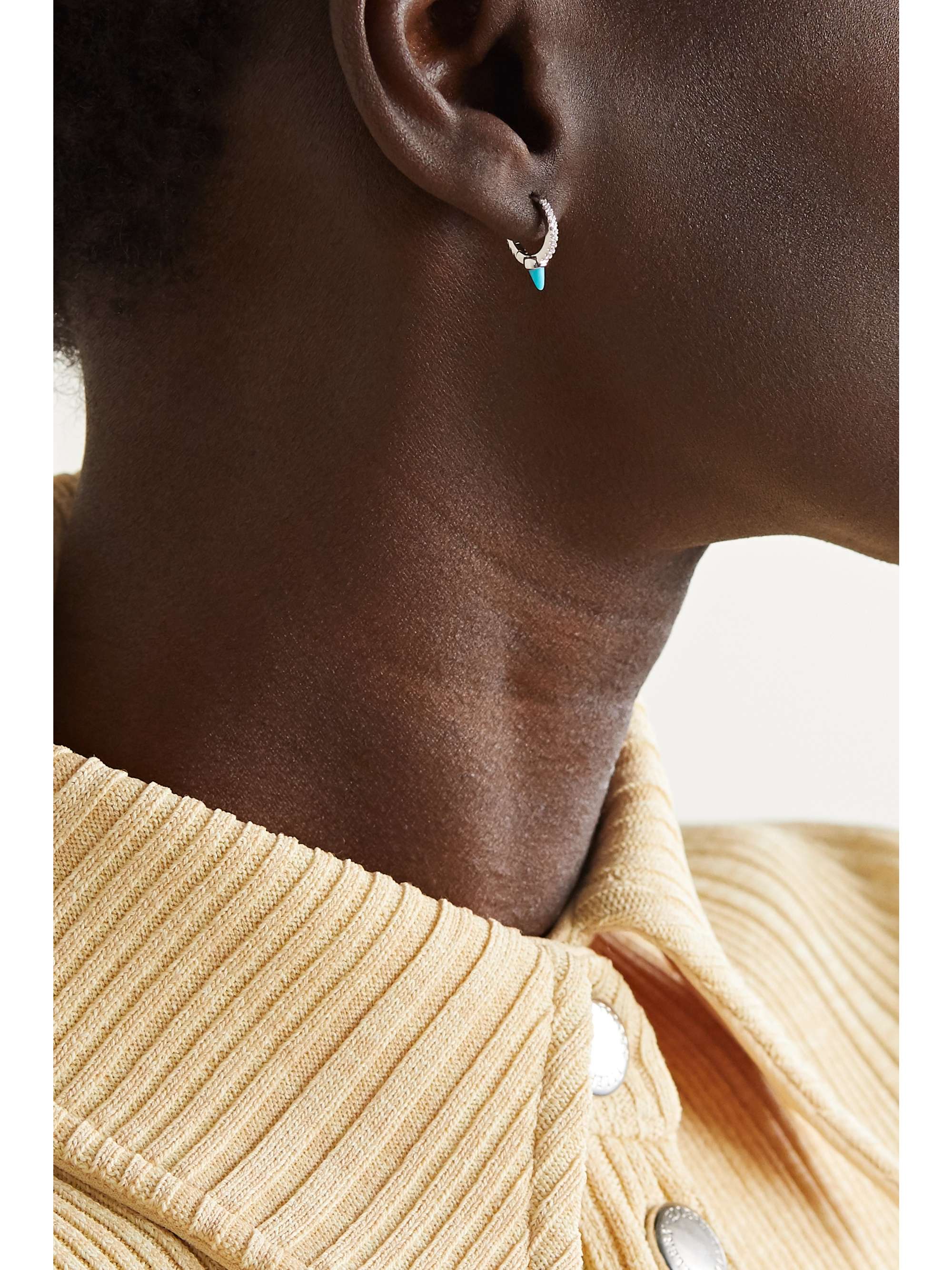 MARIA TASH 8mm 18-karat gold, tiger's eye and diamond single hoop earring