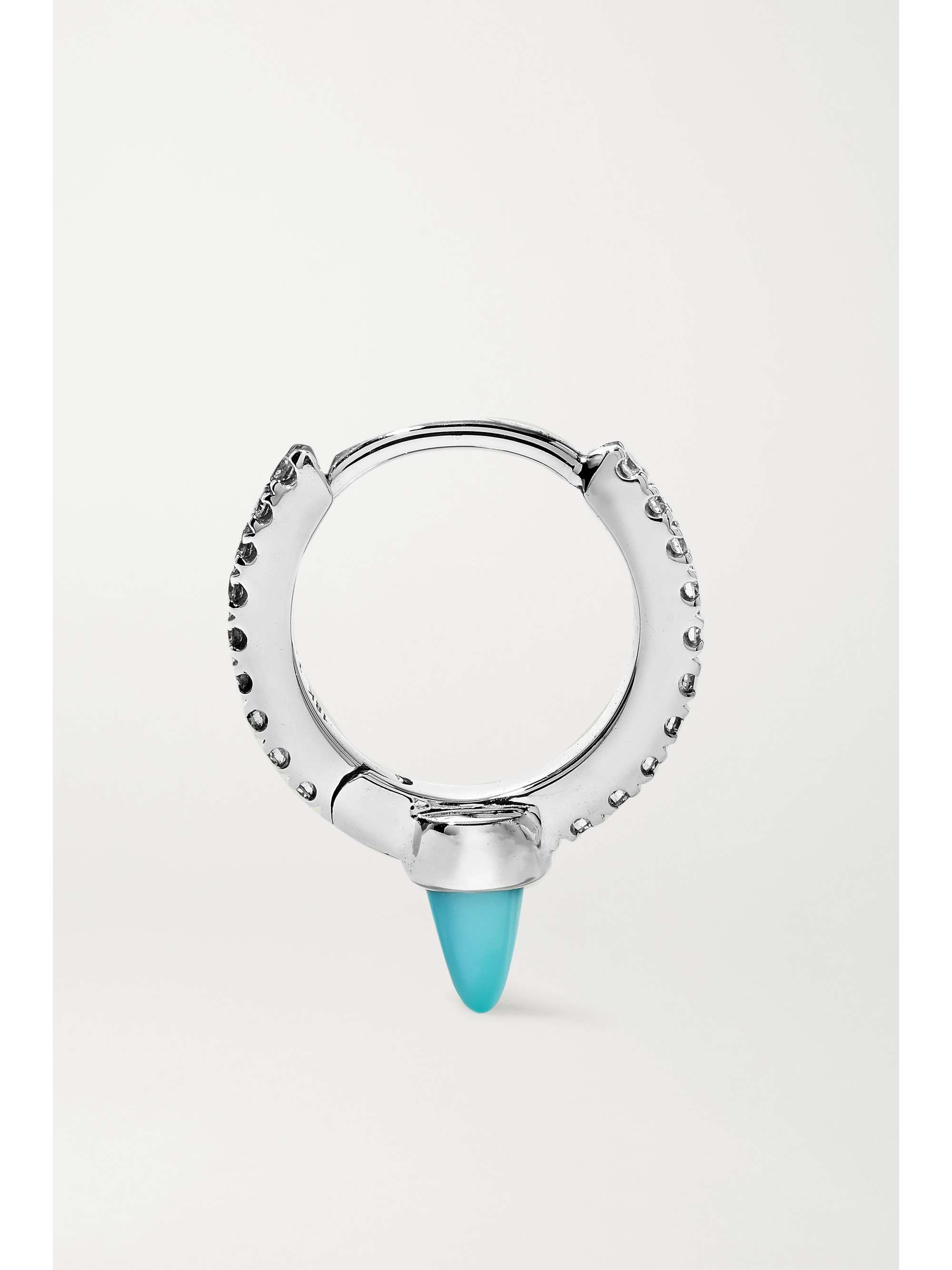 MARIA TASH 8mm 18-karat gold, tiger's eye and diamond single hoop earring