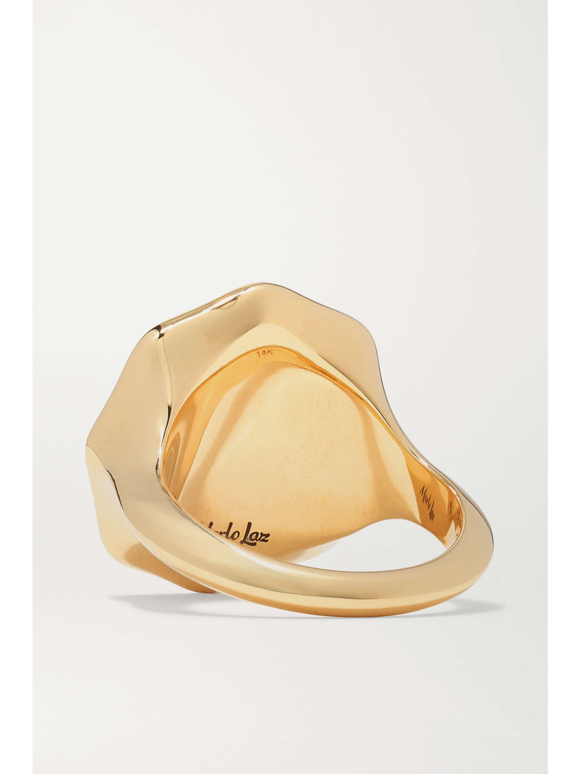 MARLO LAZ Porte Bonheur 14-karat gold, enamel, pearl and diamond ring
