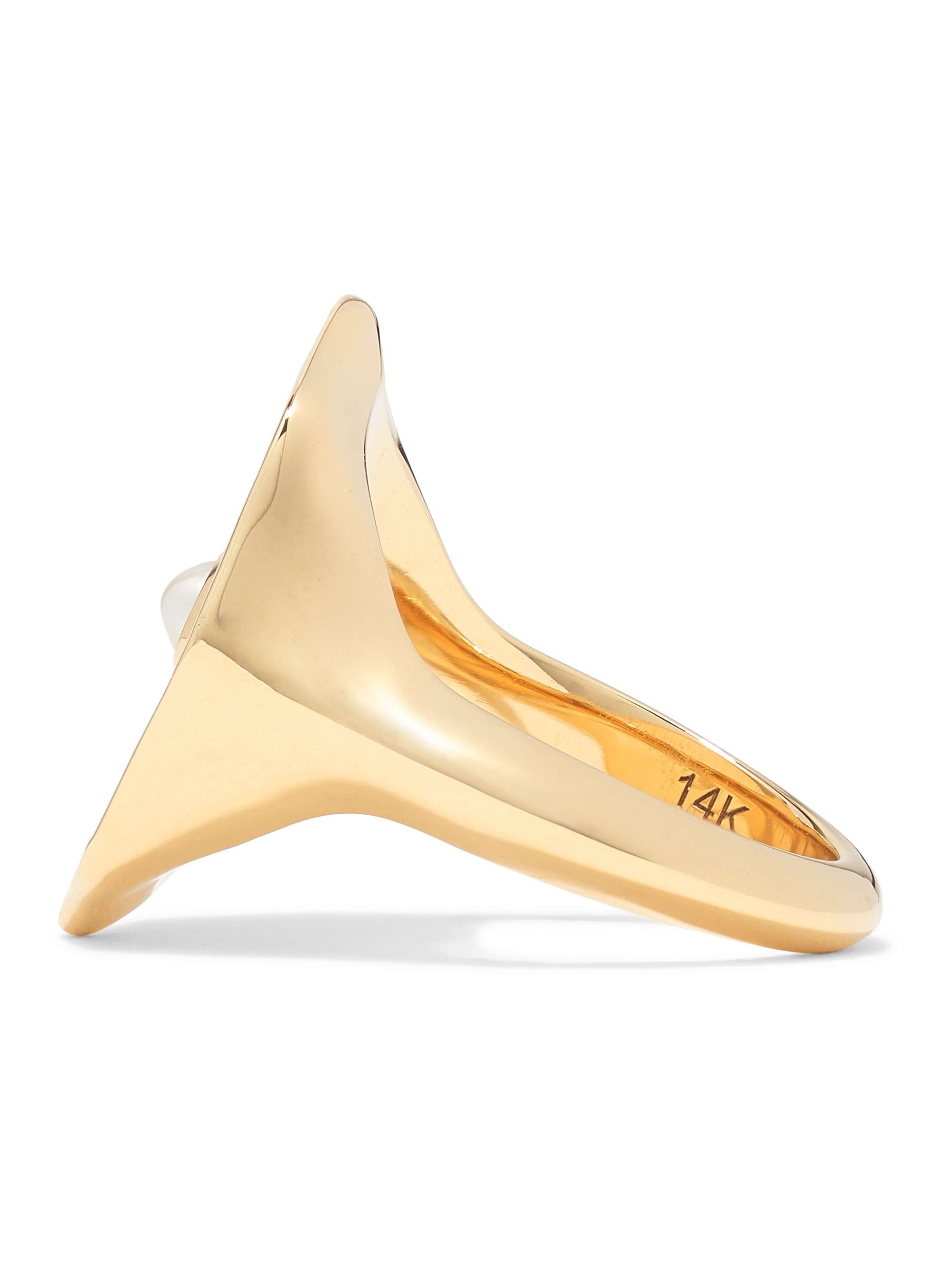 MARLO LAZ Porte Bonheur 14-karat gold, enamel, pearl and diamond ring