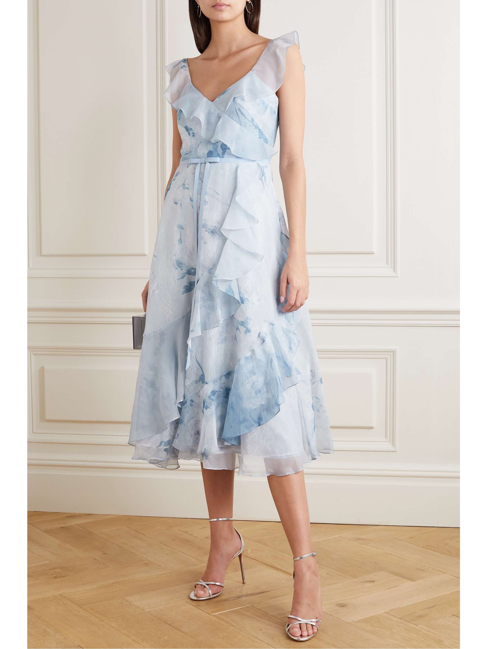 Marchesa notte blue floral dress Clearance