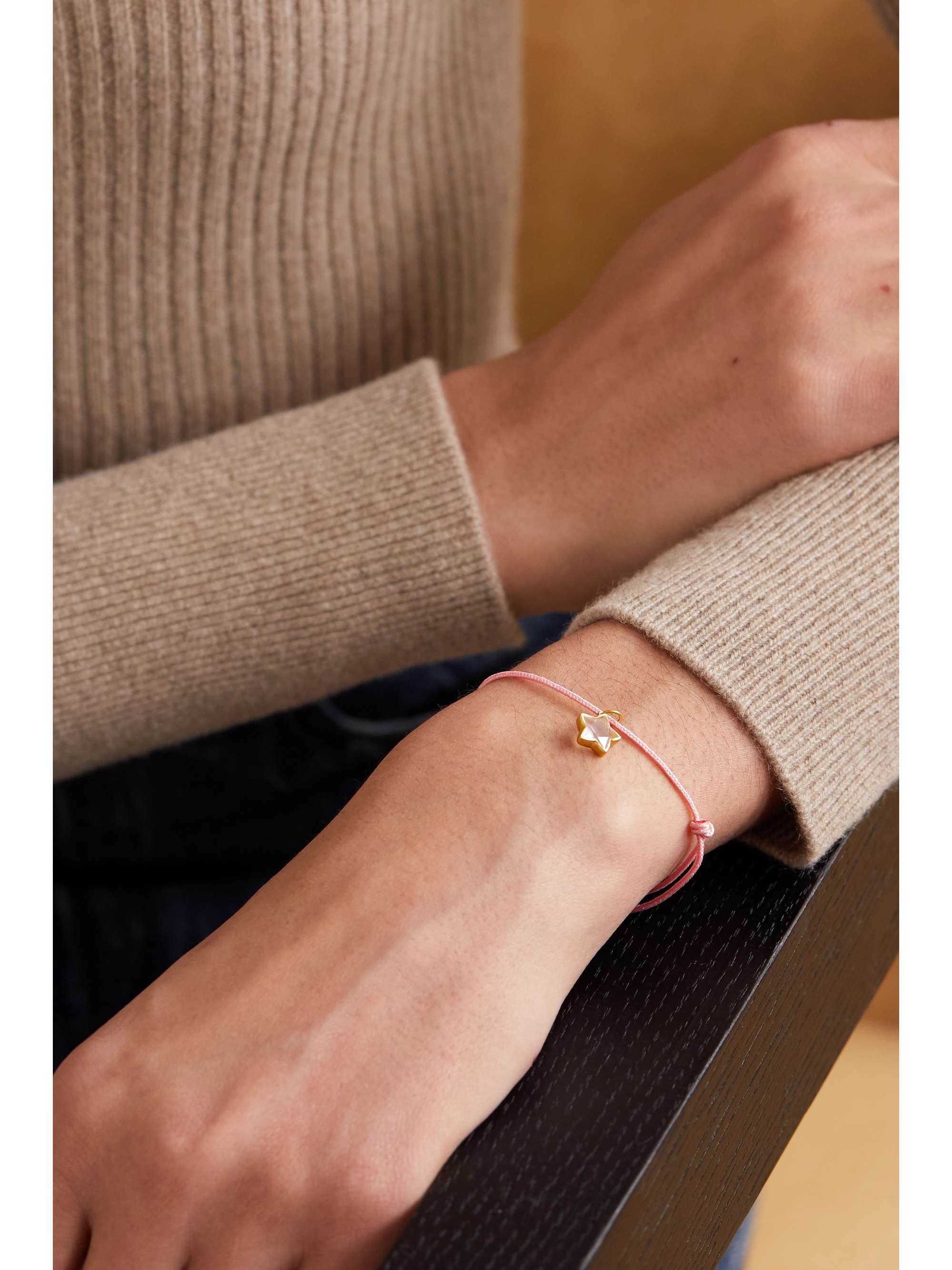 MARIE-HÉLÈNE DE TAILLAC Cassiopeia 18-karat gold, quartz and cord bracelet