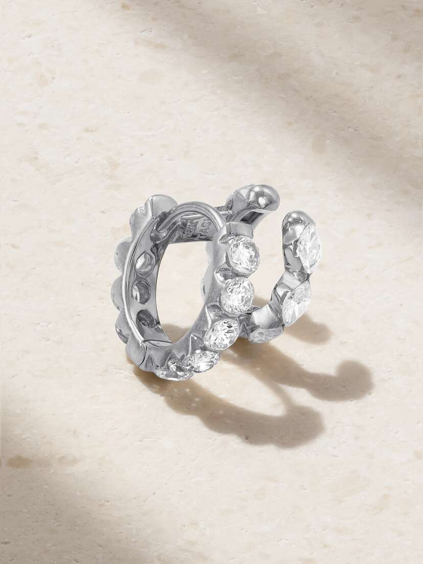 MARIA TASH Eternity 18-karat White Gold Diamond Hoop Earring