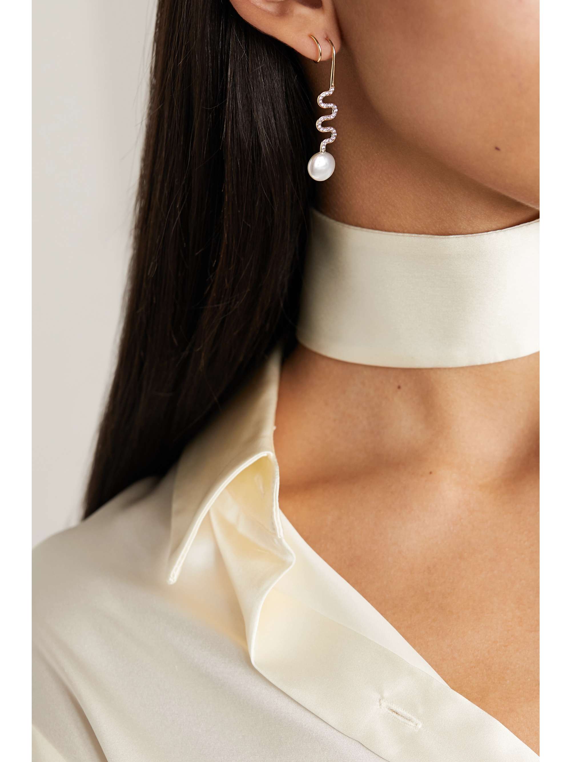 MARIA BLACK Miraggio Violet Twirl gold, pearl and crystal earring