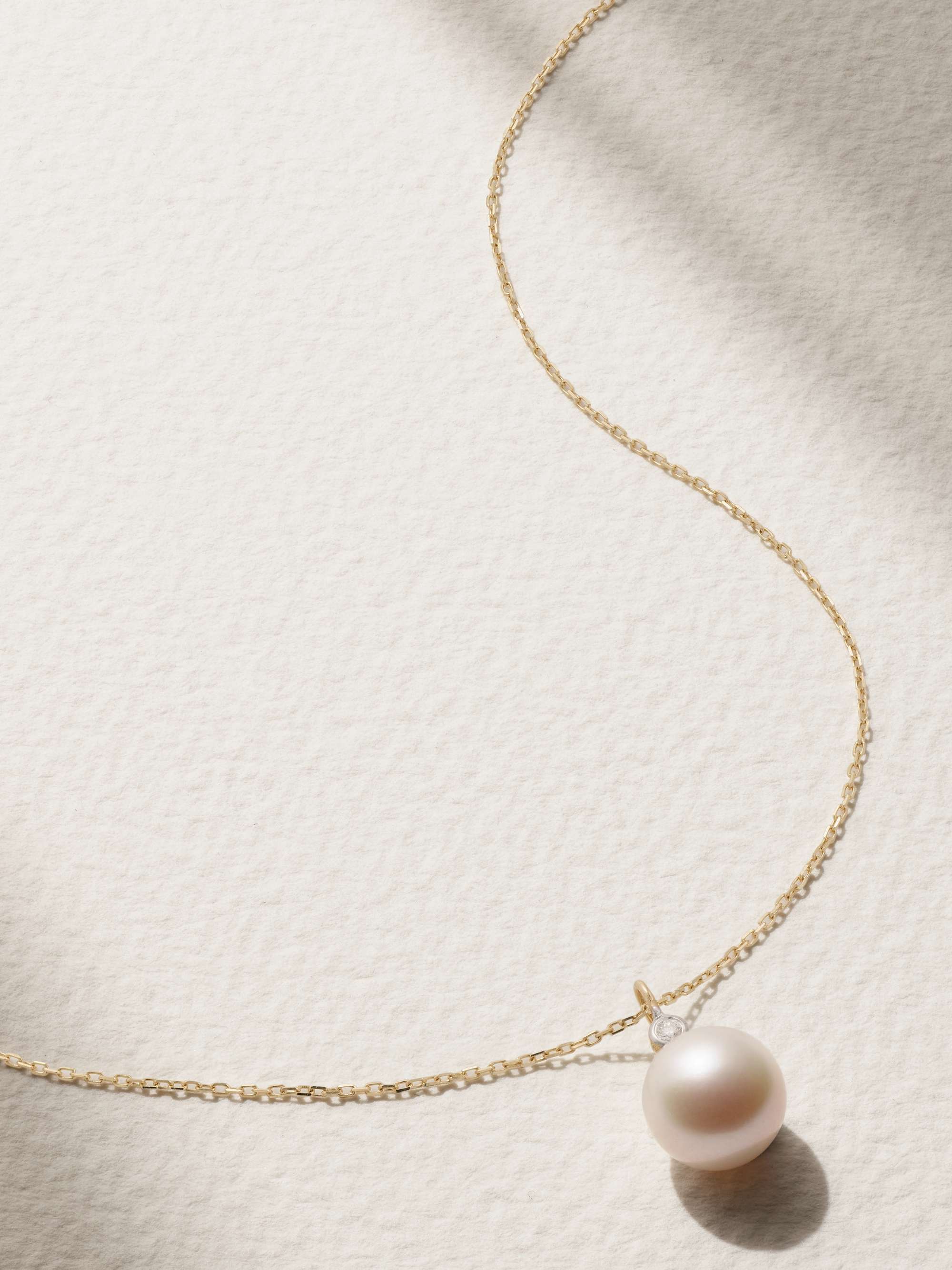 MATEO 14-karat gold, pearl and diamond necklace