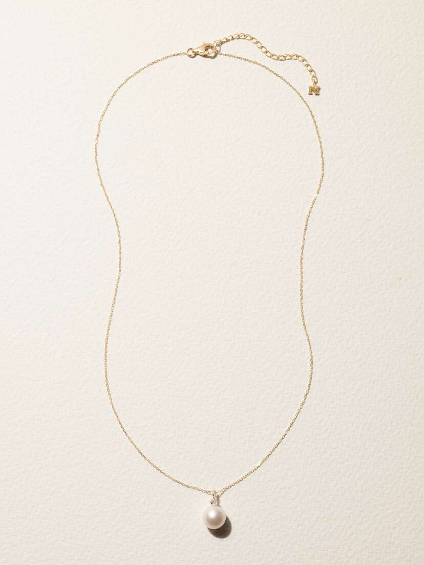 Mateo 14-karat Gold, Pearl And Diamond Necklace