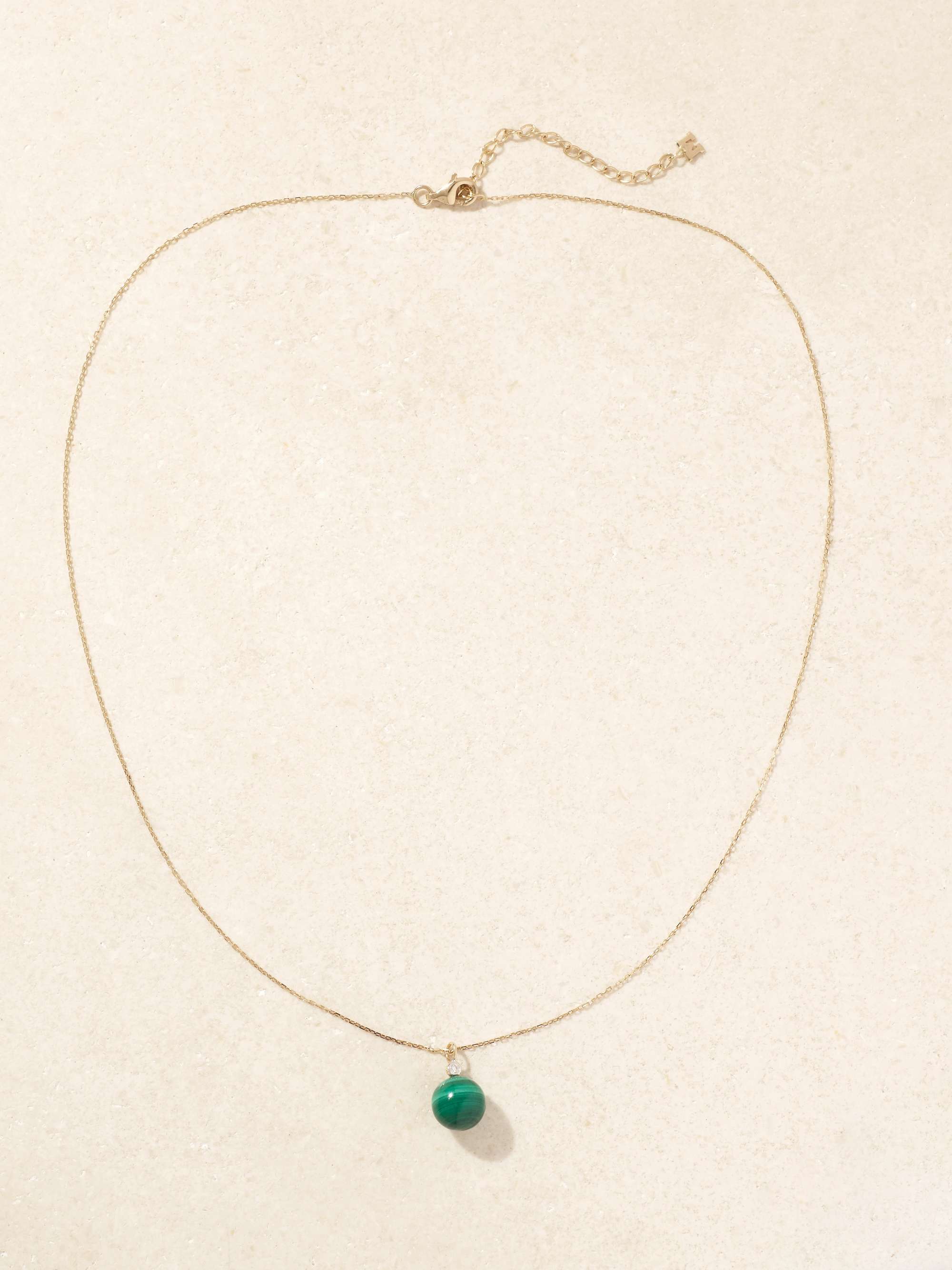 MATEO 14-karat gold, malachite and diamond necklace