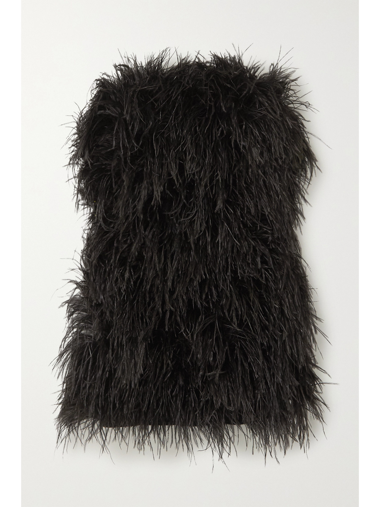 Michael Lo Sordo Strapless Feather-trimmed Satin Mini Dress - Black