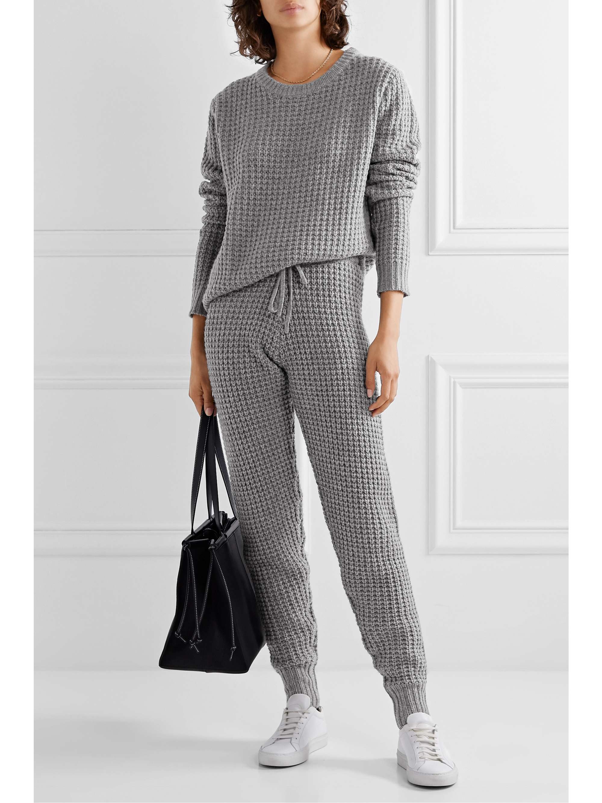 MADELEINE THOMPSON Oceanus waffle-knit wool and cashmere-blend track pants