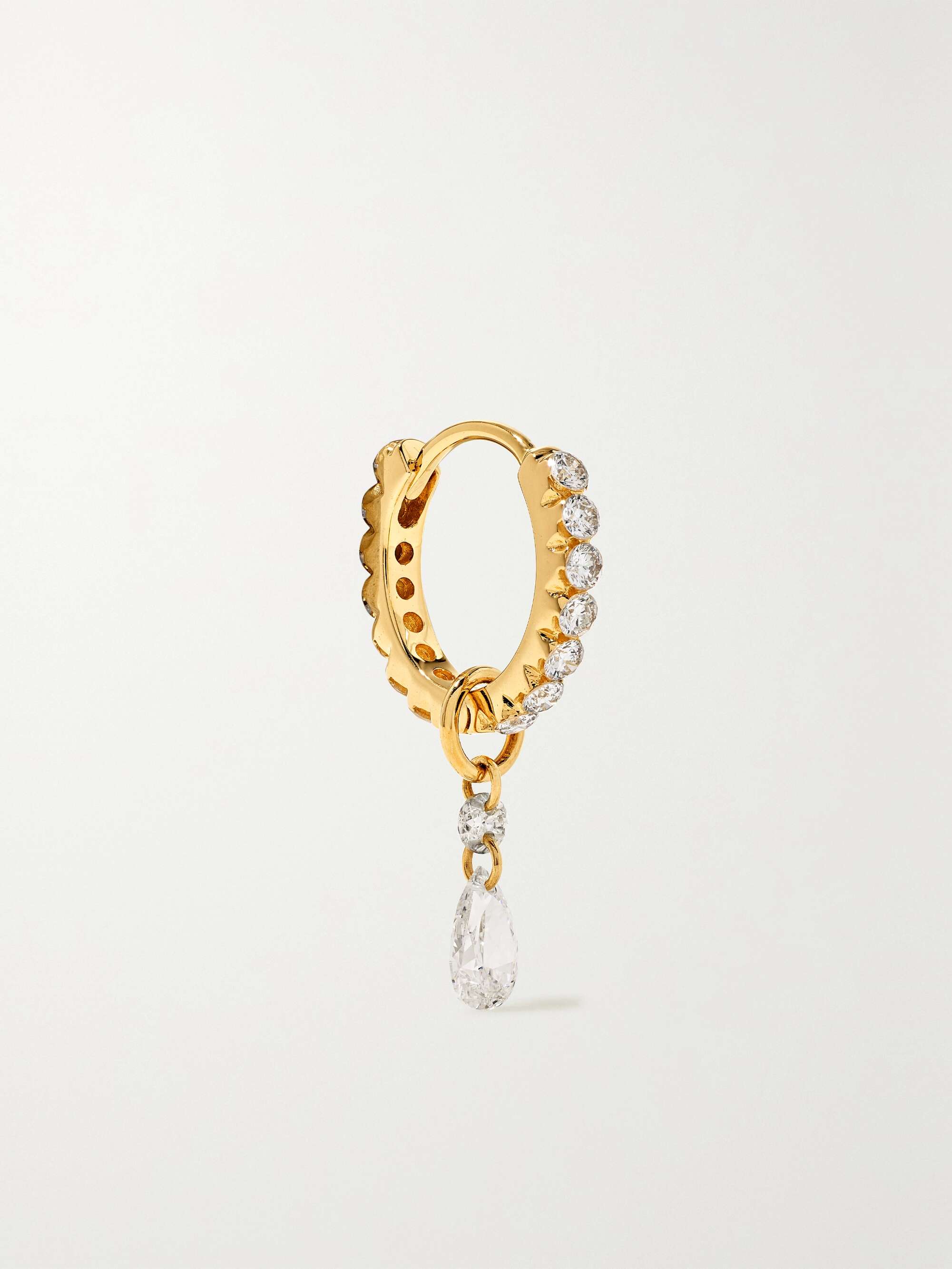 Gold Petite Double 18-karat gold diamond hoop earring | MARIA TASH ...