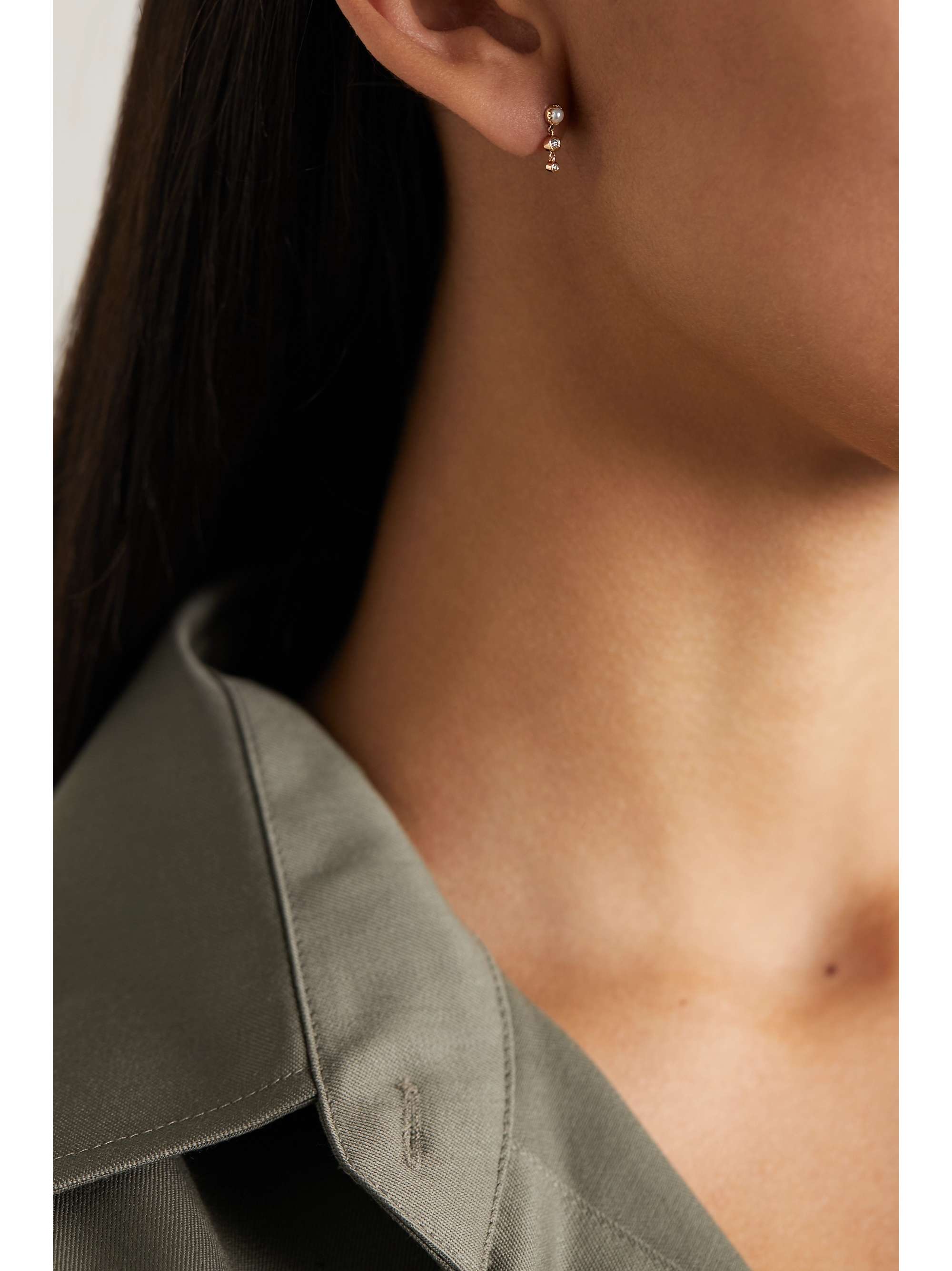 MARIA BLACK Lustre gold, pearl and diamond earring