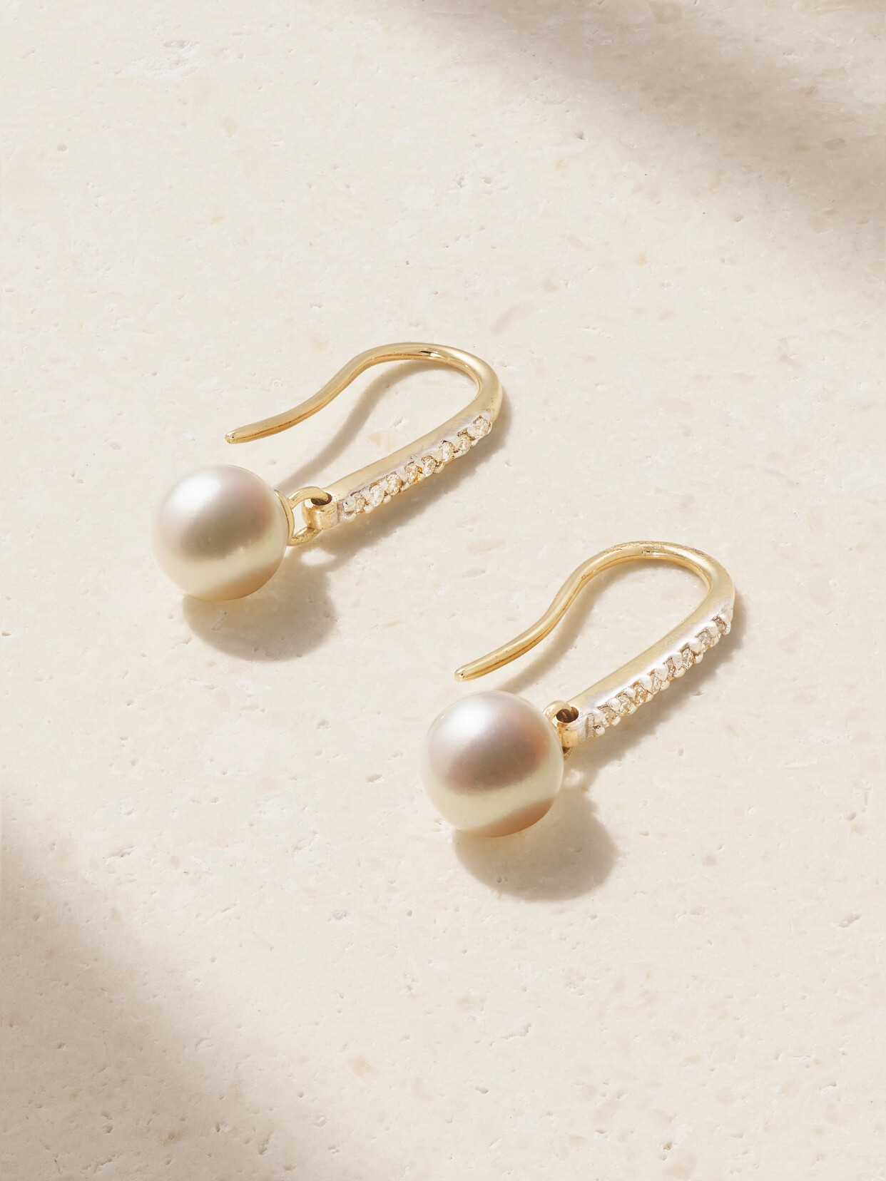 Mateo 14-karat Gold, Pearl And Diamond Earrings